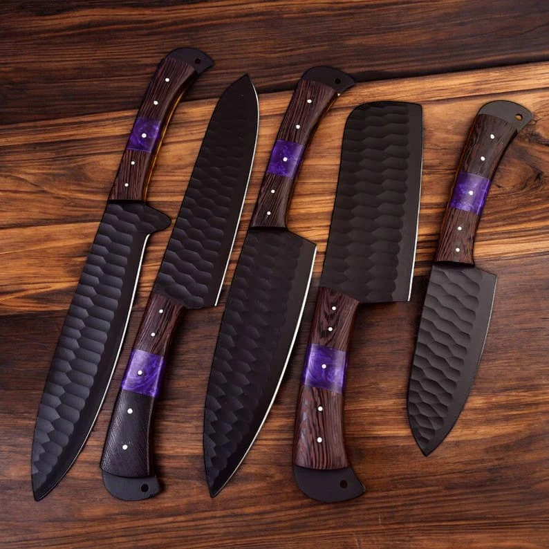 Custom Kitchen Knives Set: Forged Stainless Steel with Wenge Handles - Image 2