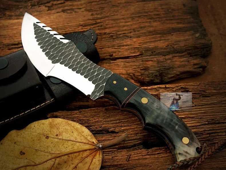D2 Forged Tool Steel Handmade Tom Brown Tracker Knife with Buffalo Horn and Canvas Handle - For Hunting, Camping, and Outdoor Activities - Image 2