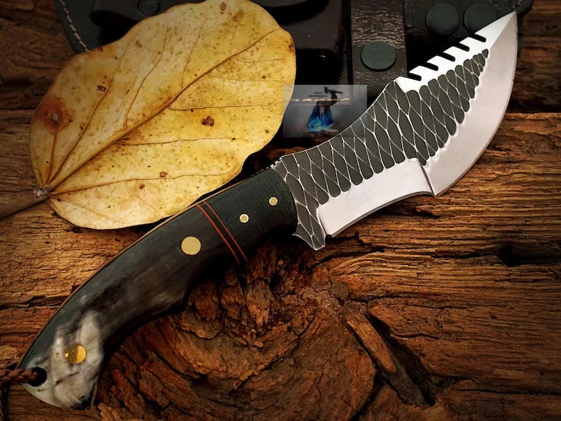 D2 Forged Tool Steel Handmade Tom Brown Tracker Knife with Buffalo Horn and Canvas Handle - For Hunting, Camping, and Outdoor Activities - Image 3