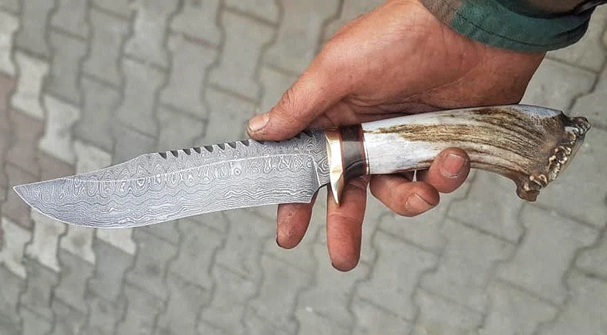 DAMASCUS HUNTING BOWIE KNIFE - Image 4