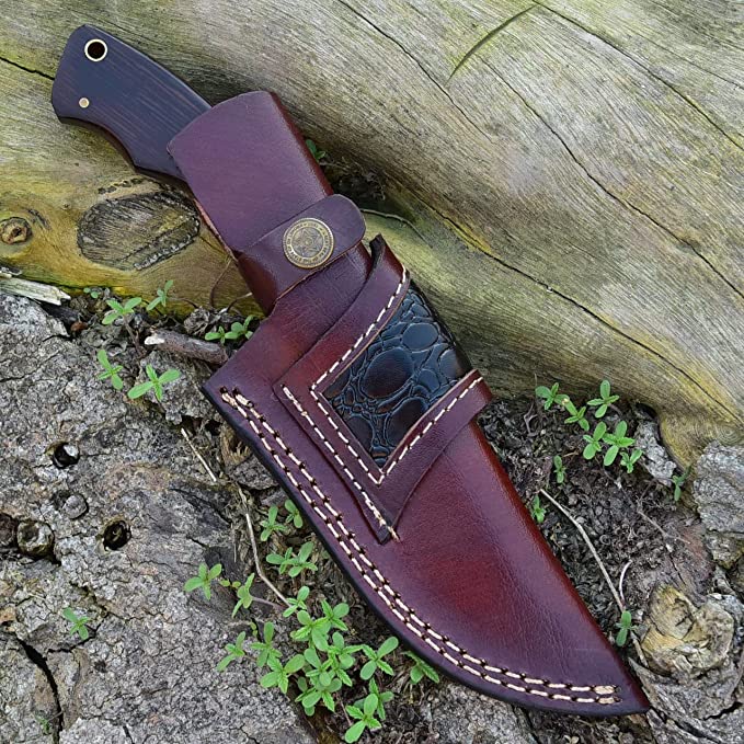 Damascus Hunting Knife With Rose Wood Handle - Image 3