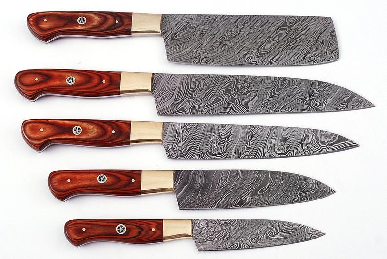 Damascus Kitchen Knives Set - Image 3