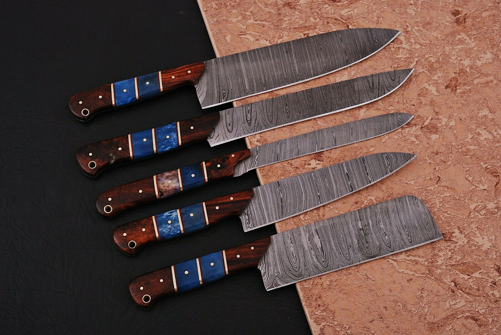 Damascus Kitchen Knives Set - Image 2