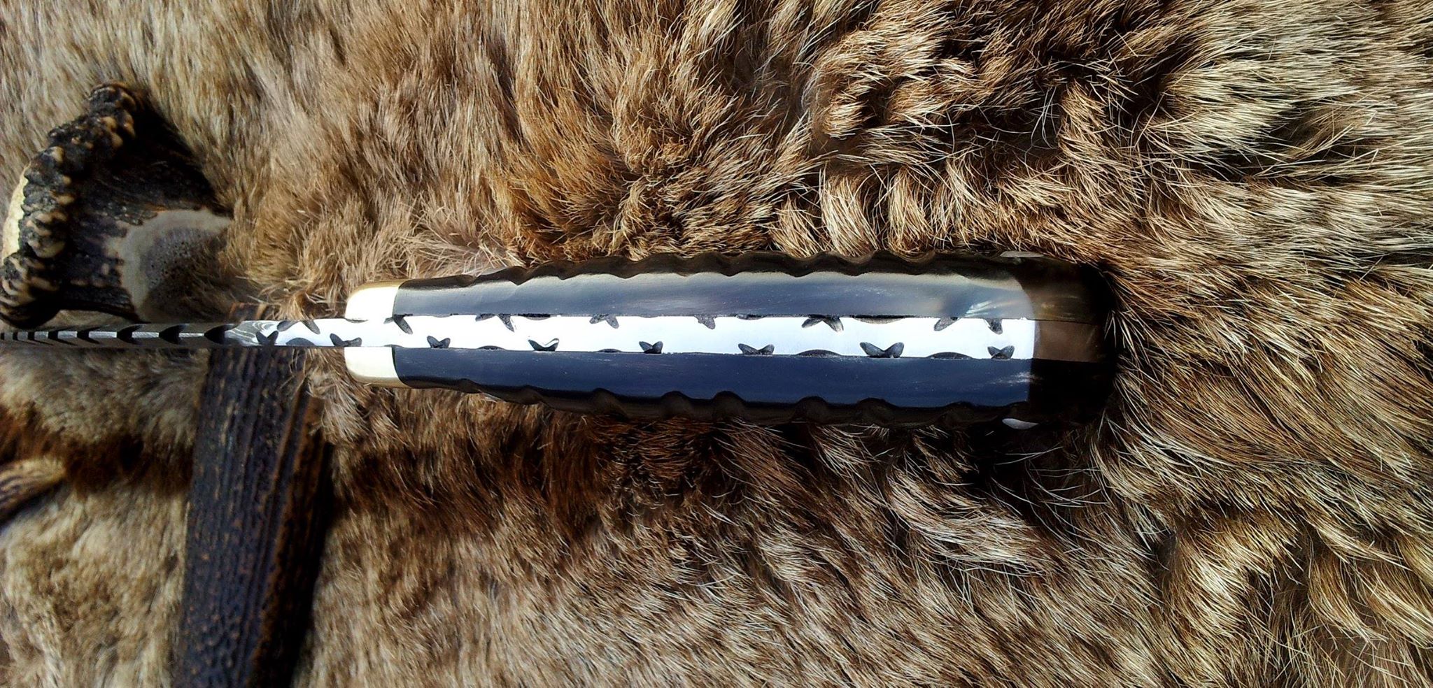 Damascus Kukri for Sale – 15" Buffalo Horn Handle - Image 3