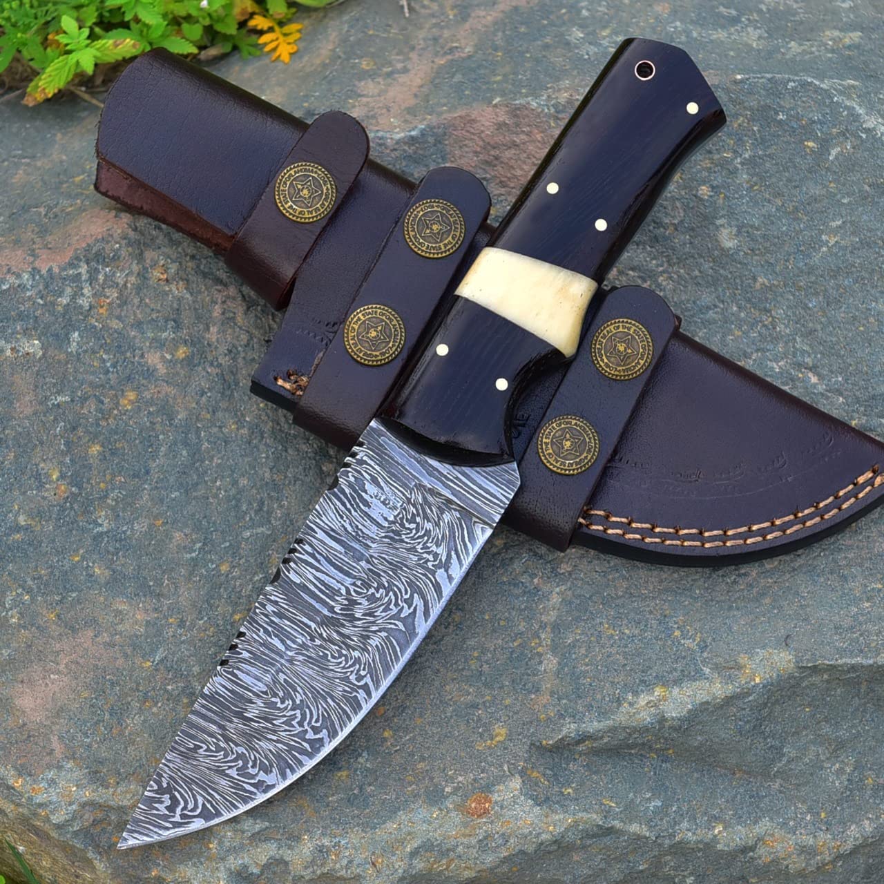 Damascus Skinning Knife-Wenge Wood Handle - Image 4
