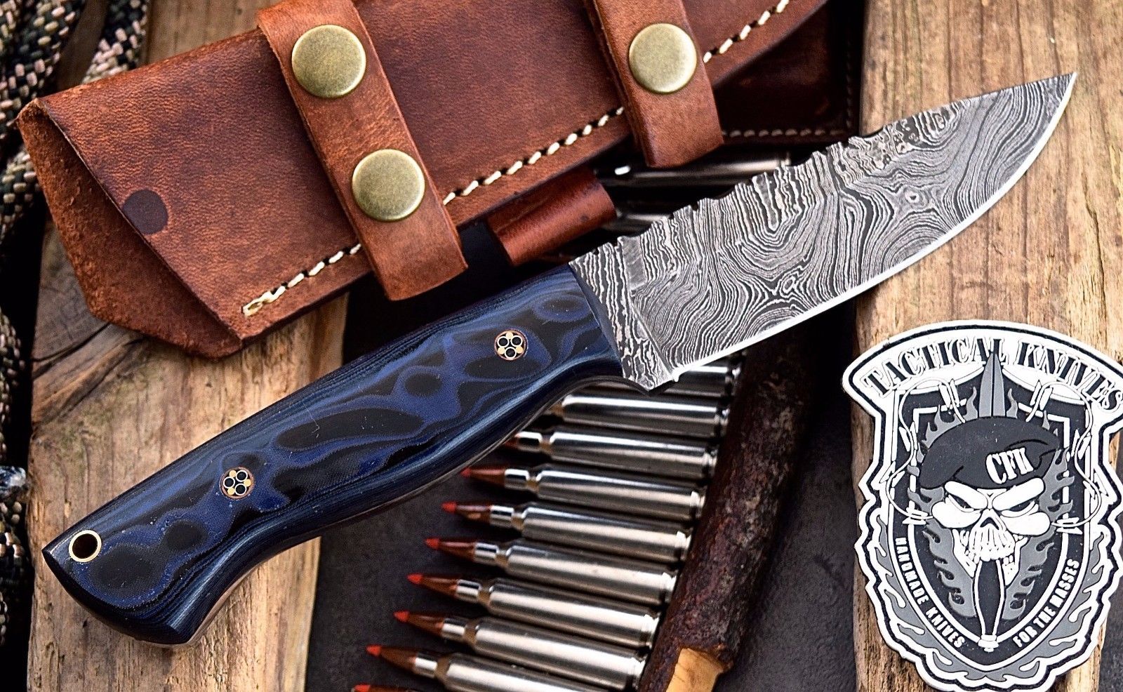 Damascus steel handmade skinning knife - Image 4