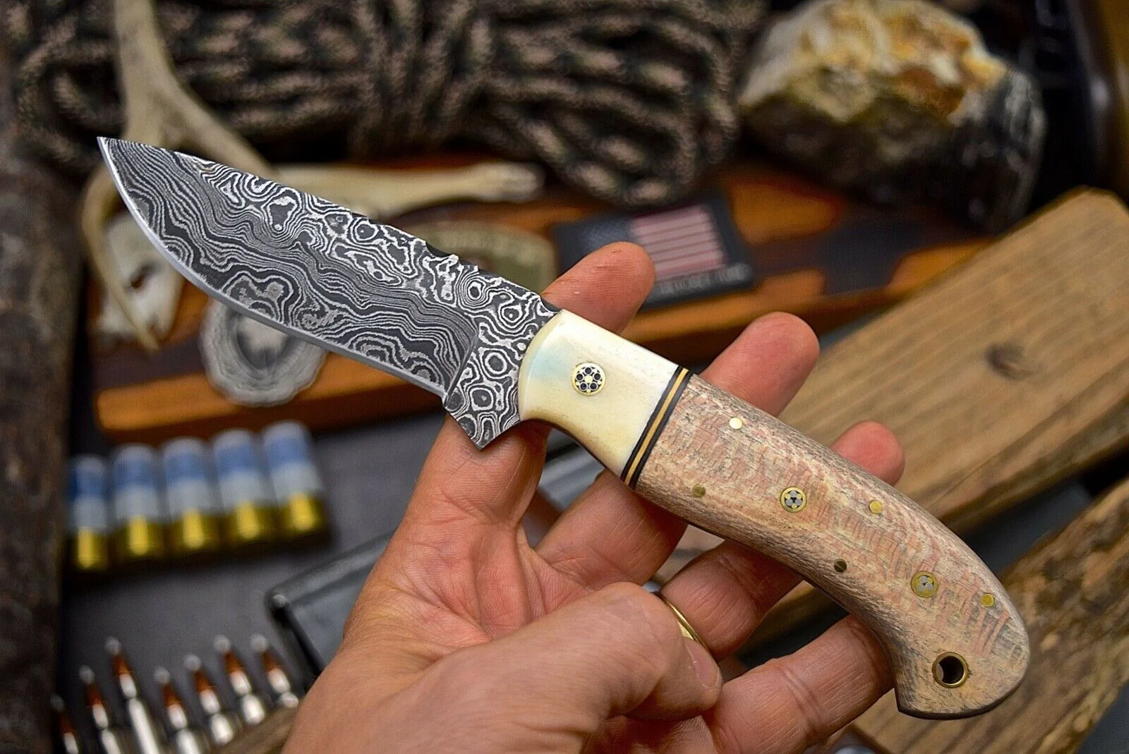 Damascus Steel Hunting Skinning Camping Knife - Image 3