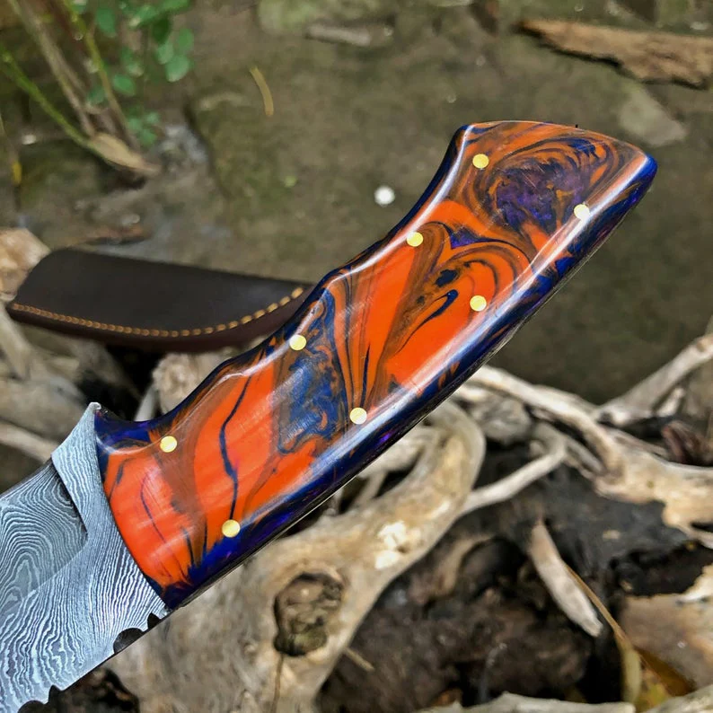 Damascus Steel Hunting Skinning Knife - Image 2