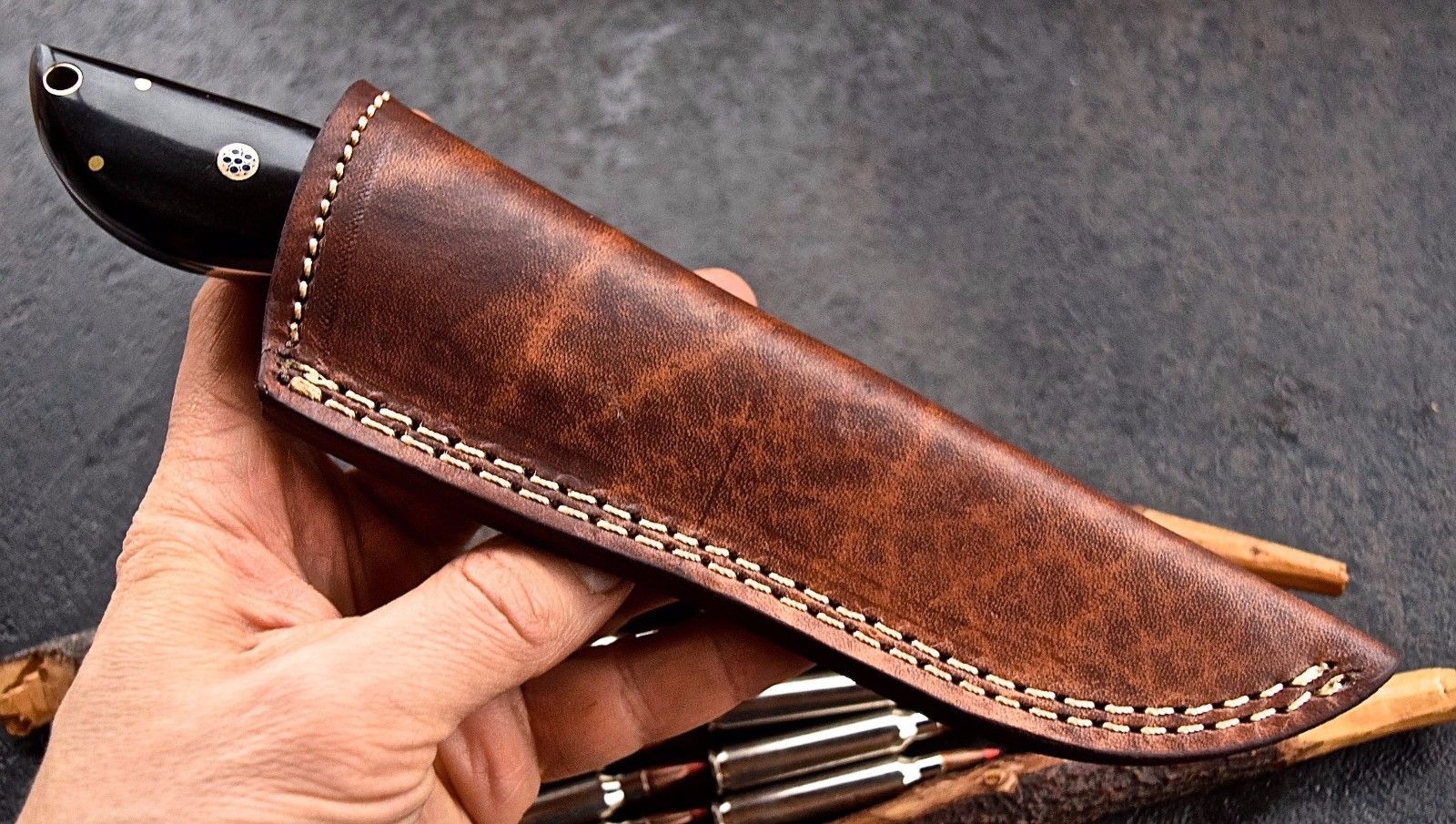Damascus steel skinning knife - Image 3