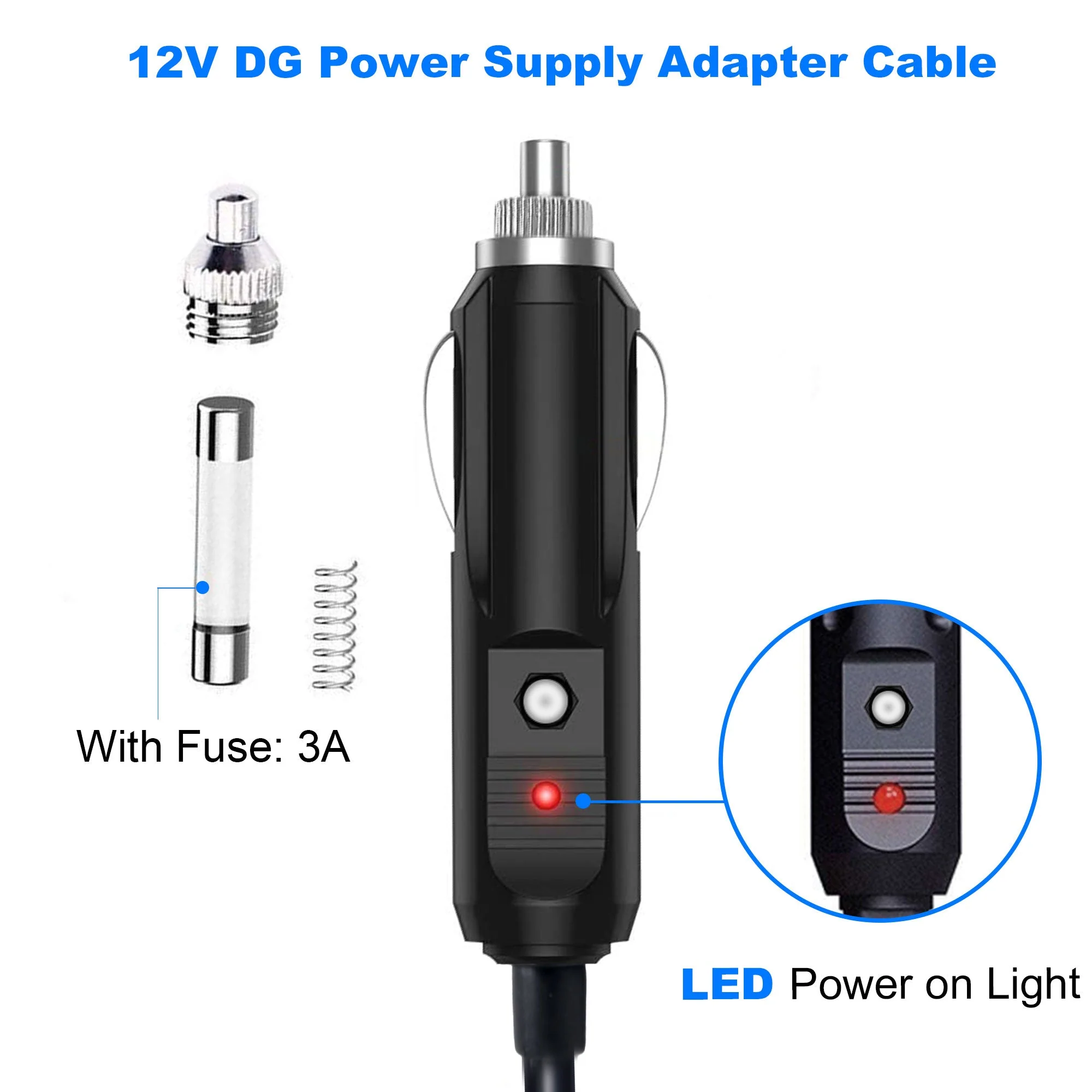 DC12V/24V Car Cigarette Lighter to DC 5.5x2.1mm Connector Adapter - Image 2