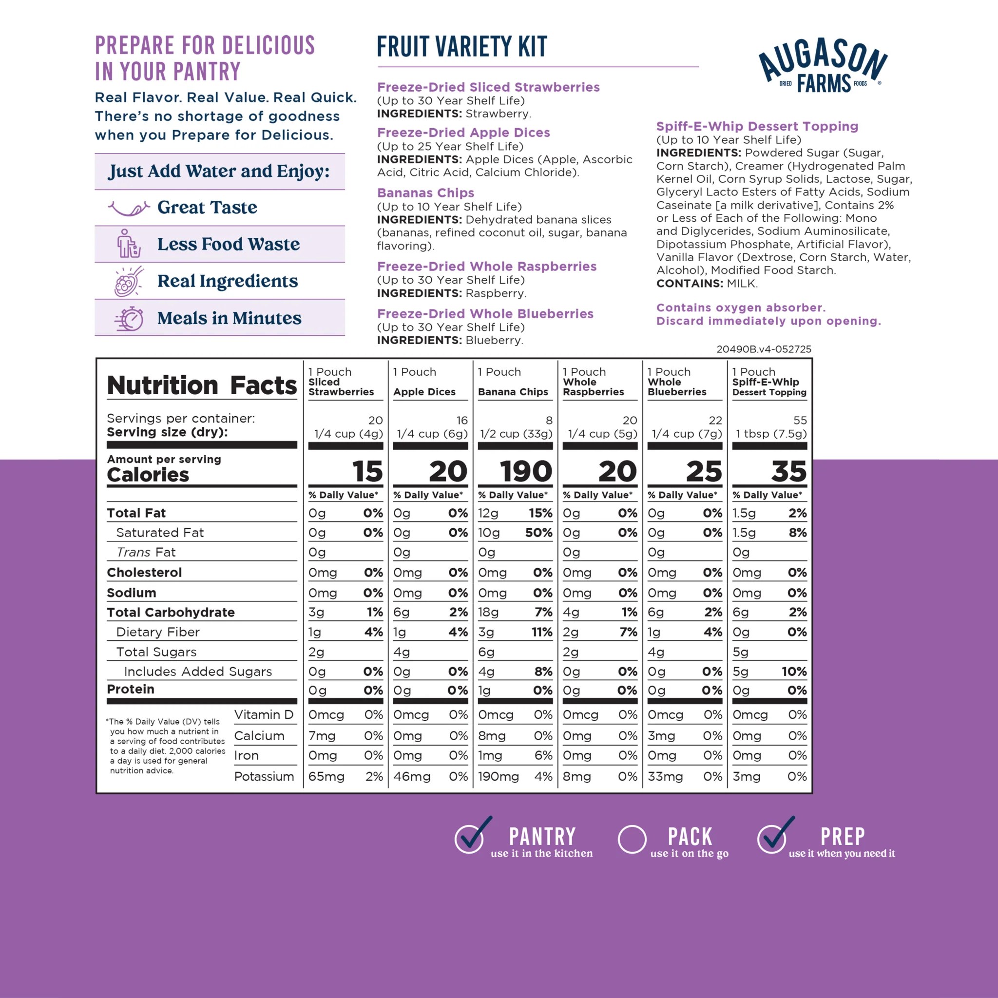 Dehydrated & Freeze Dried Fruit Variety Pail, 86 Servings - Image 6