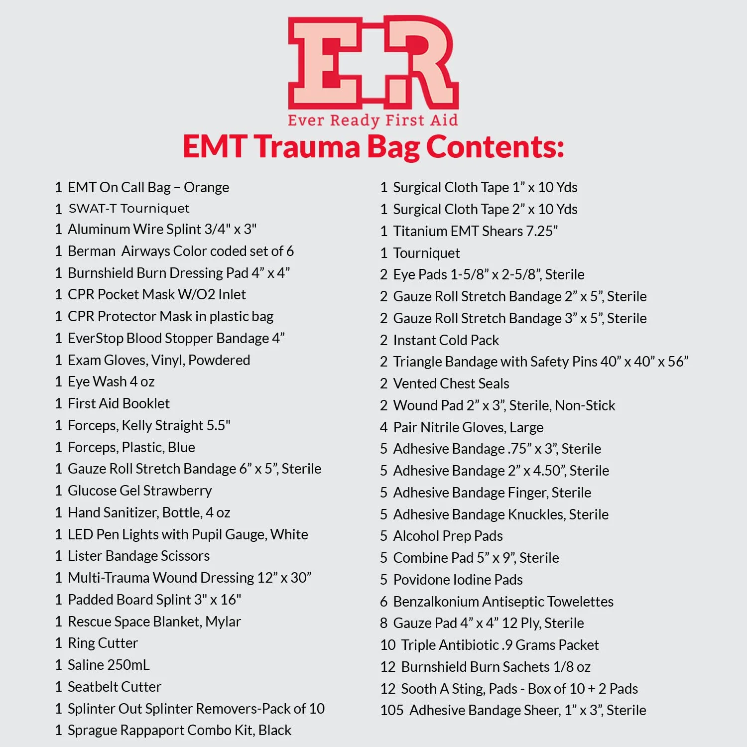 Deluxe EMT Trauma Kit - Fully Stocked First Responder Bag - Image 21