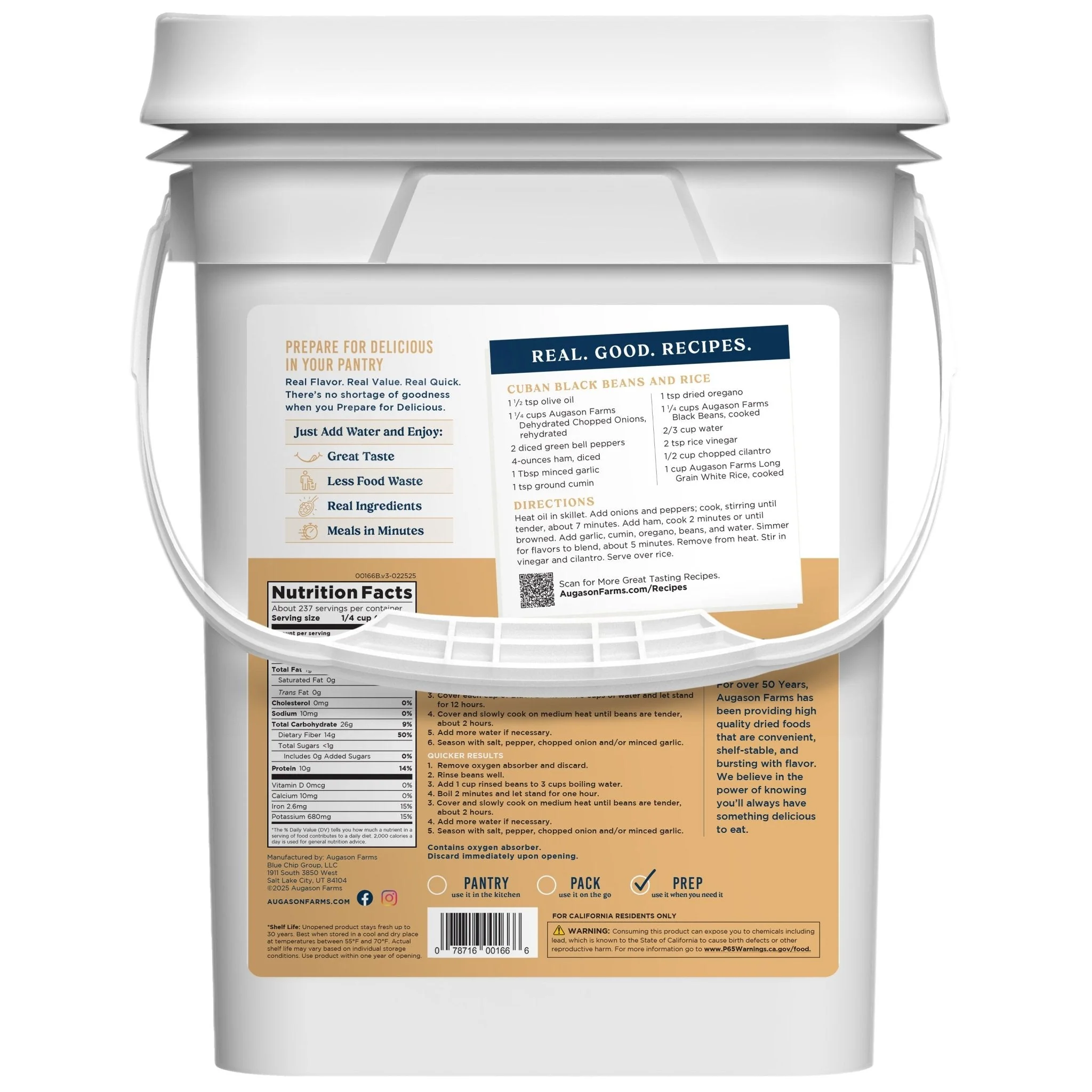 Dried Black Beans 4-Gallon Pail, 237 Servings - Image 2