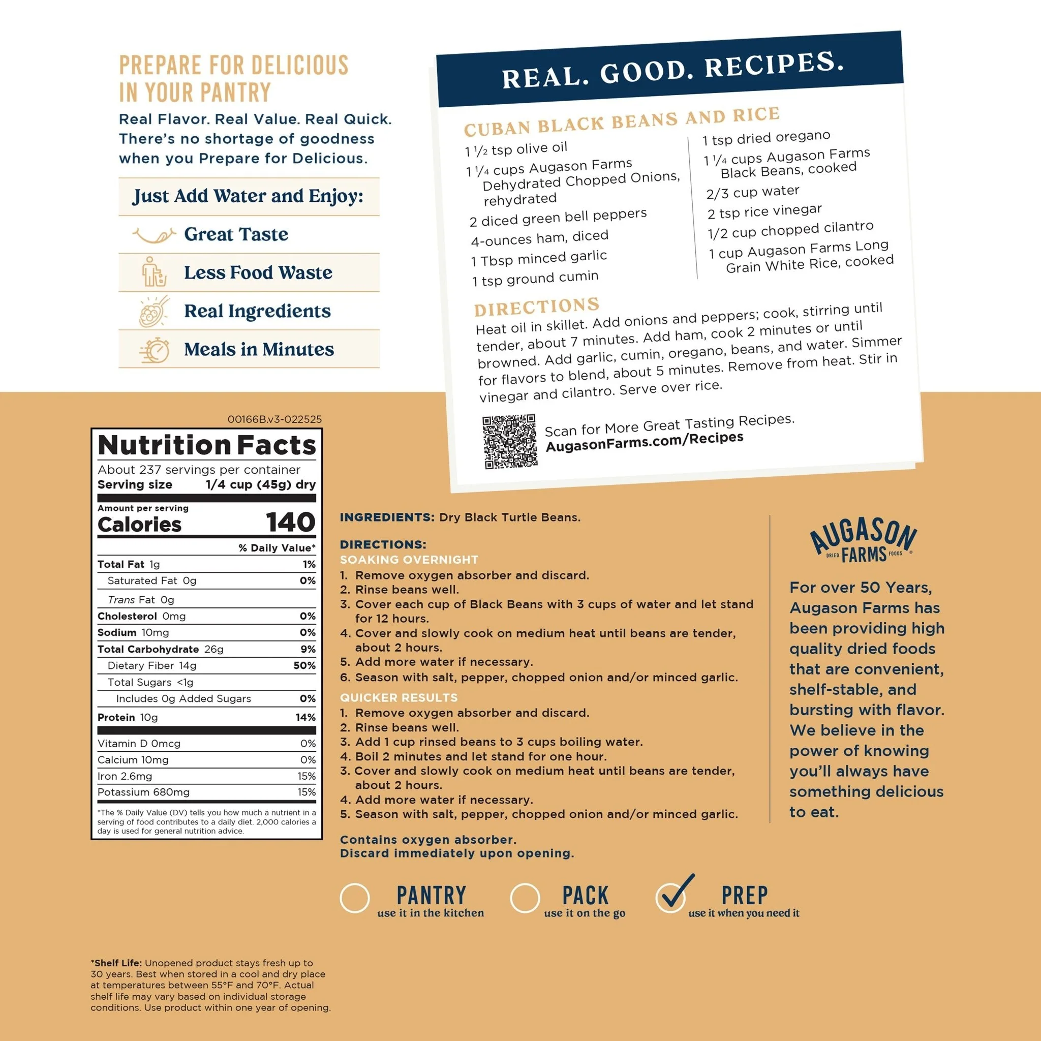 Dried Black Beans 4-Gallon Pail, 237 Servings - Image 3