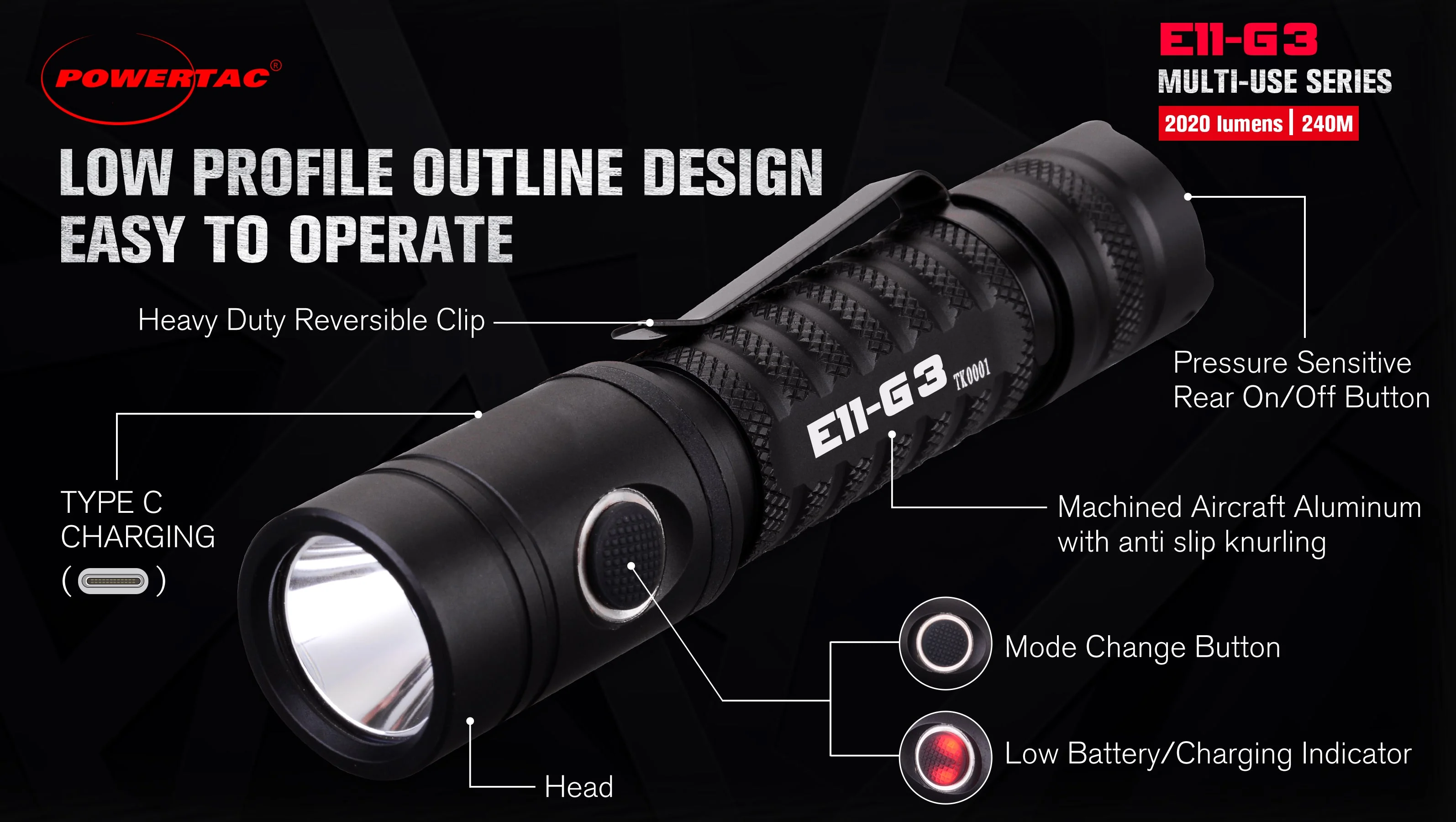 E11-Gen3 2020 Lumen Rechargeable EDC Flashlight-Best Selling EDC - Image 3