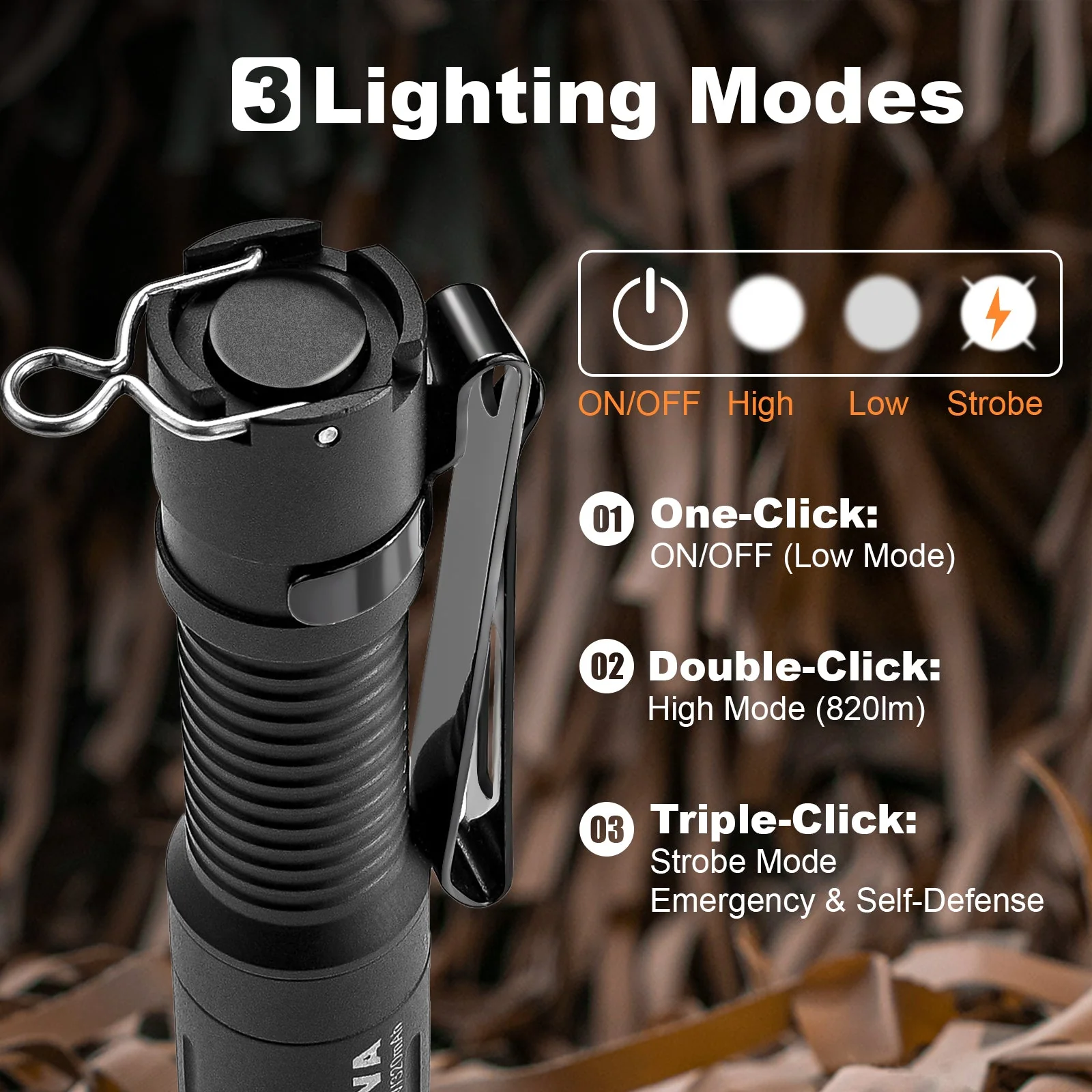 E3R Nova- 820 Lumen Rechargeable Flashlight - Image 4