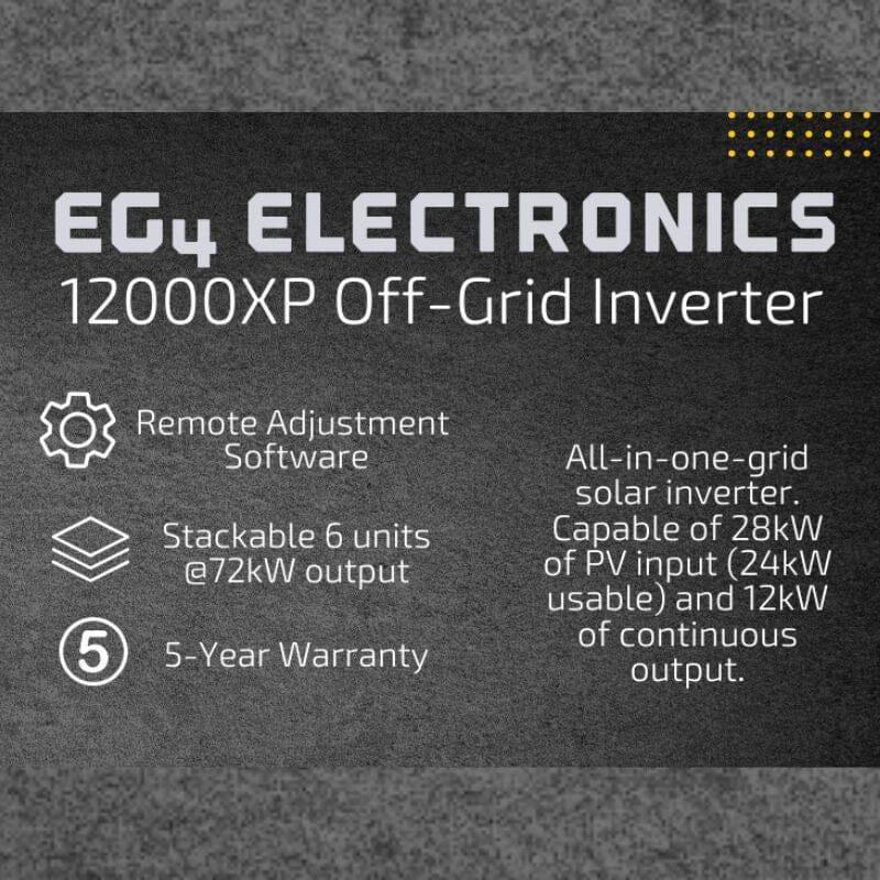 EG4 12,000XP Off-Grid Inverter V2 48V Split Phase | 24kW PV Input 12kW Power Output - Image 5