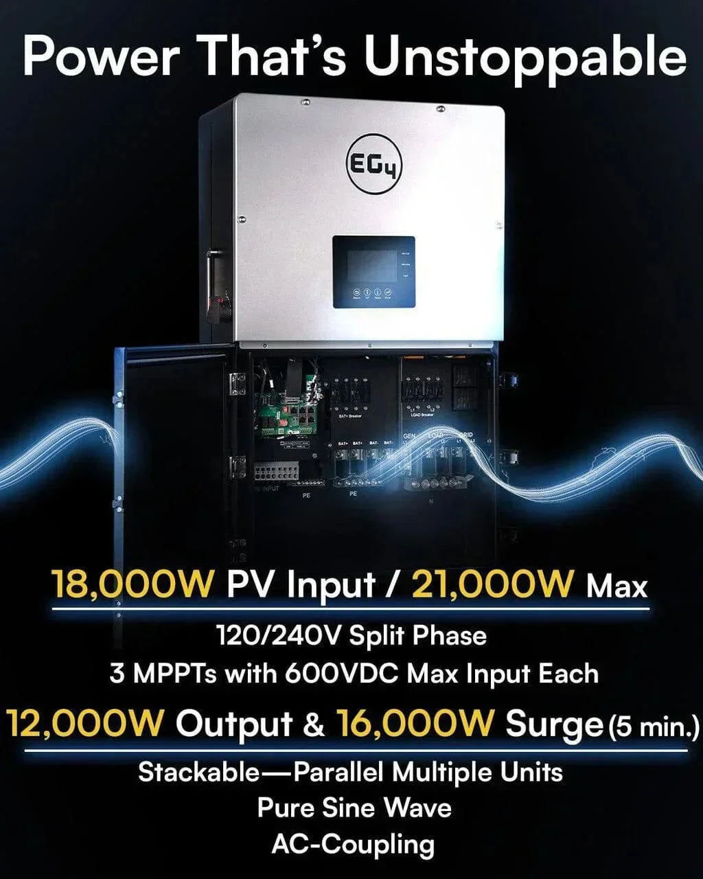 EG4 18k PV Hybrid Inverter 18000W PV Input EG4-18KPV-12LV - Image 4