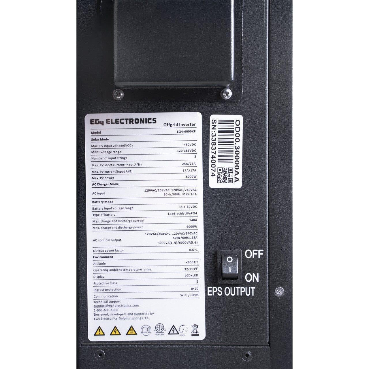 EG4 6K XP Off-Grid Inverter 6,000W Output | 48V 120/240V Split Phase | All-In-One Solar Inverter - Image 7