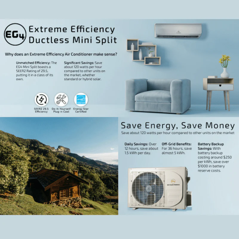 EG4 9K Mini-Split Air Conditioner & Heat Pump | 9,000 BTU | SEER2 29.5 | Plug-n-Cool DIY Install | 5-Year Warranty - Image 9