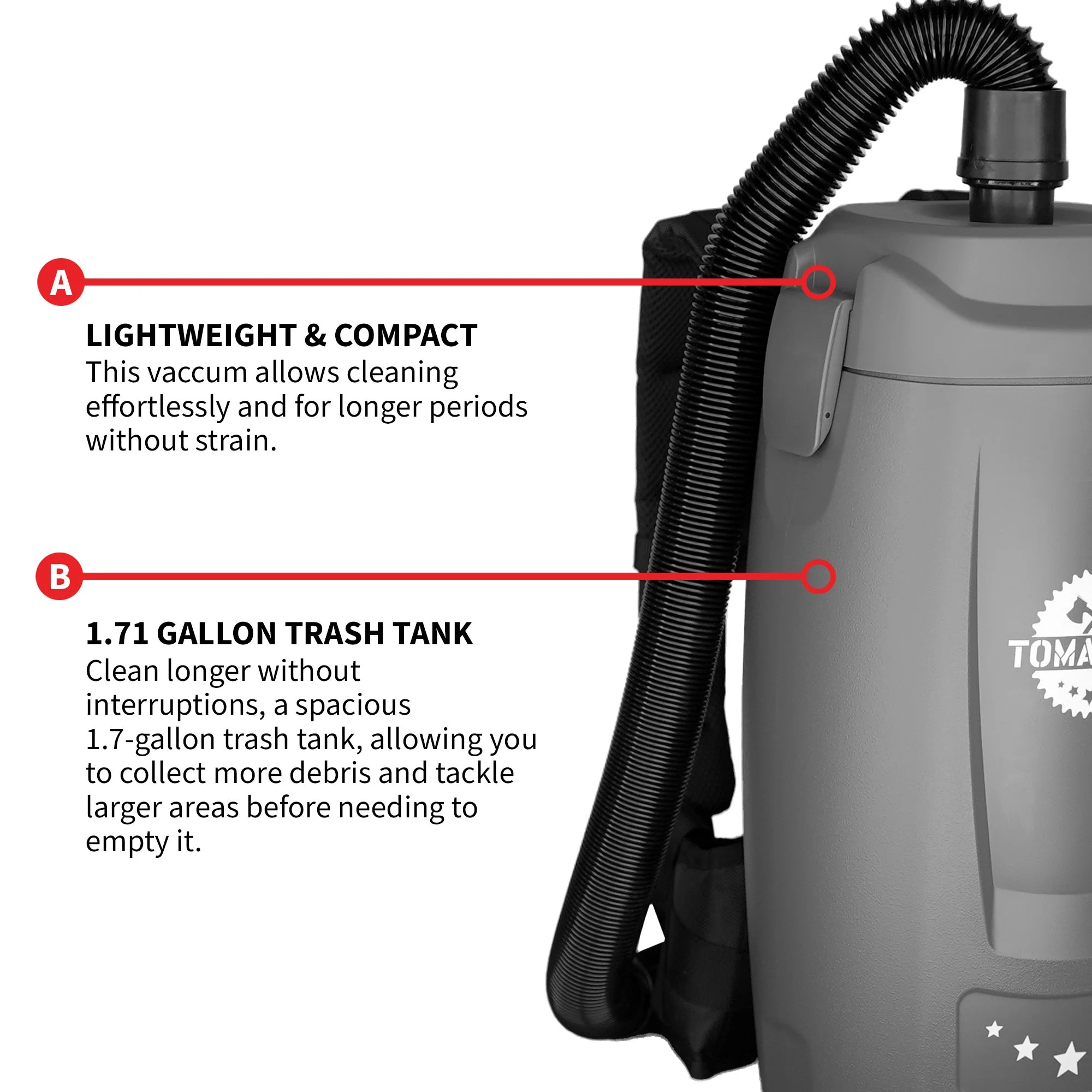 Electric Backpack Vacuum 6 qt Lightweight Commercial High-Performance Cleaning Solution - Image 8