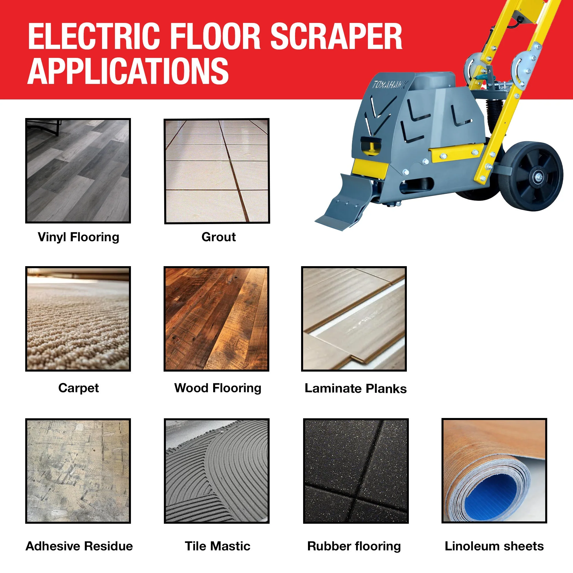 Electric Floor Scraper Vinyl Stripper Carpet Wood Floor Remover - Image 5