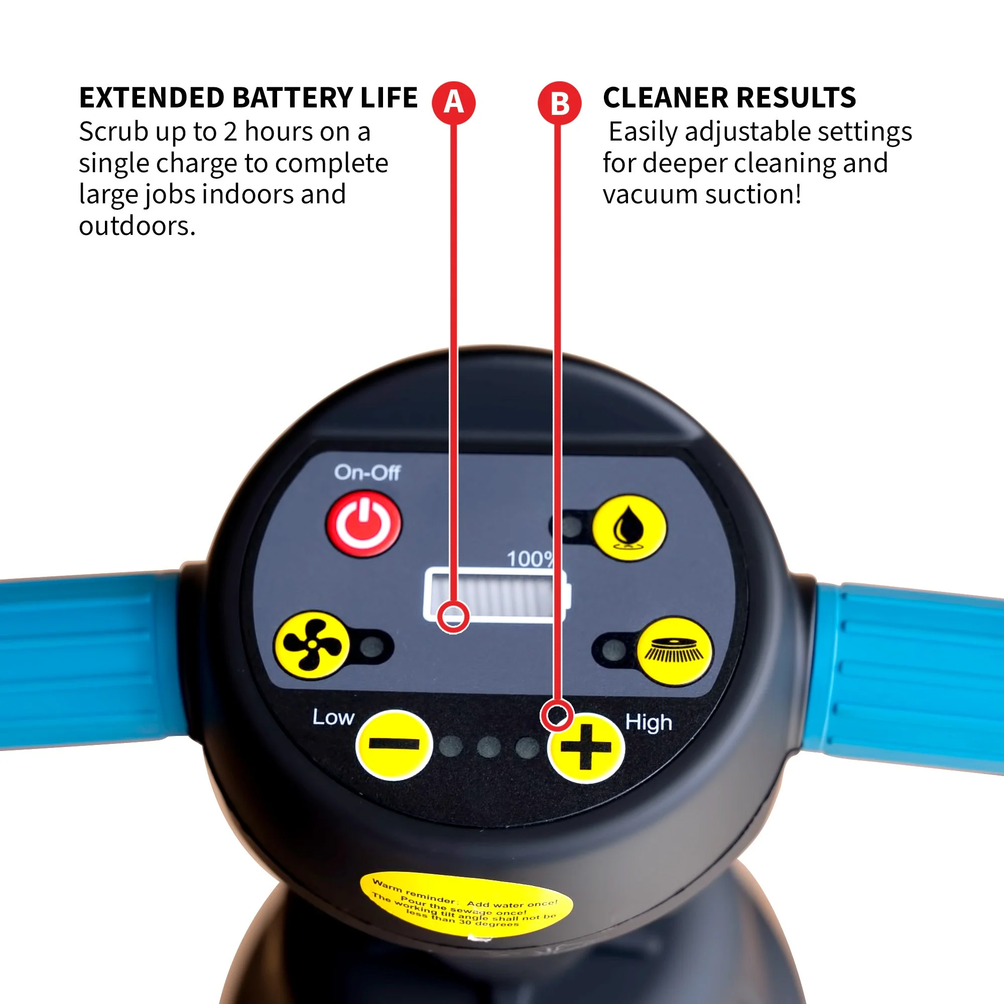Electric Floor Scrubber Cleaner with 18” Power Mop Brushes Cordless 36V Battery Powered - Image 7