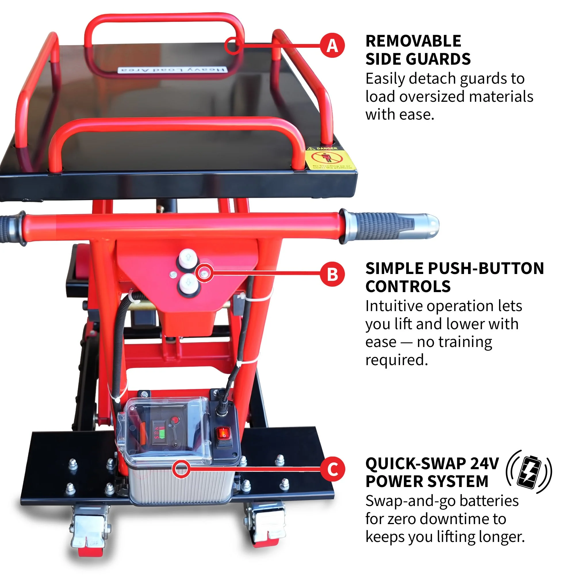 PRE ORDER: Electric Hydraulic Lift Table – 600 lb, 59 in. Extension Portable Powered Scissor Lift Cart for Warehouses, Shops & Material Handling - Image 7