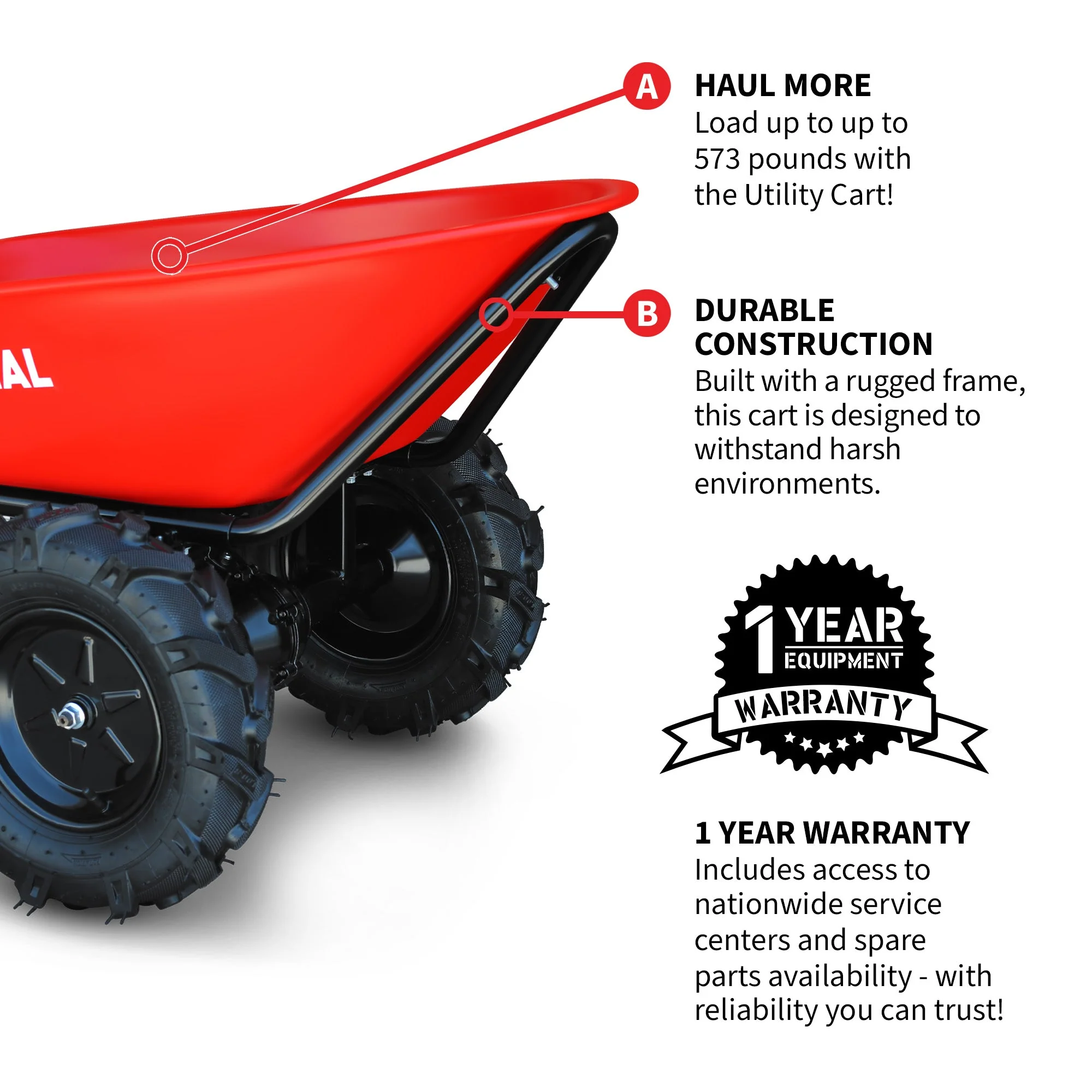Electric Utility Cart 40V Battery-Powered Wheelbarrow 570-lb. Bucket Capacity - Image 5