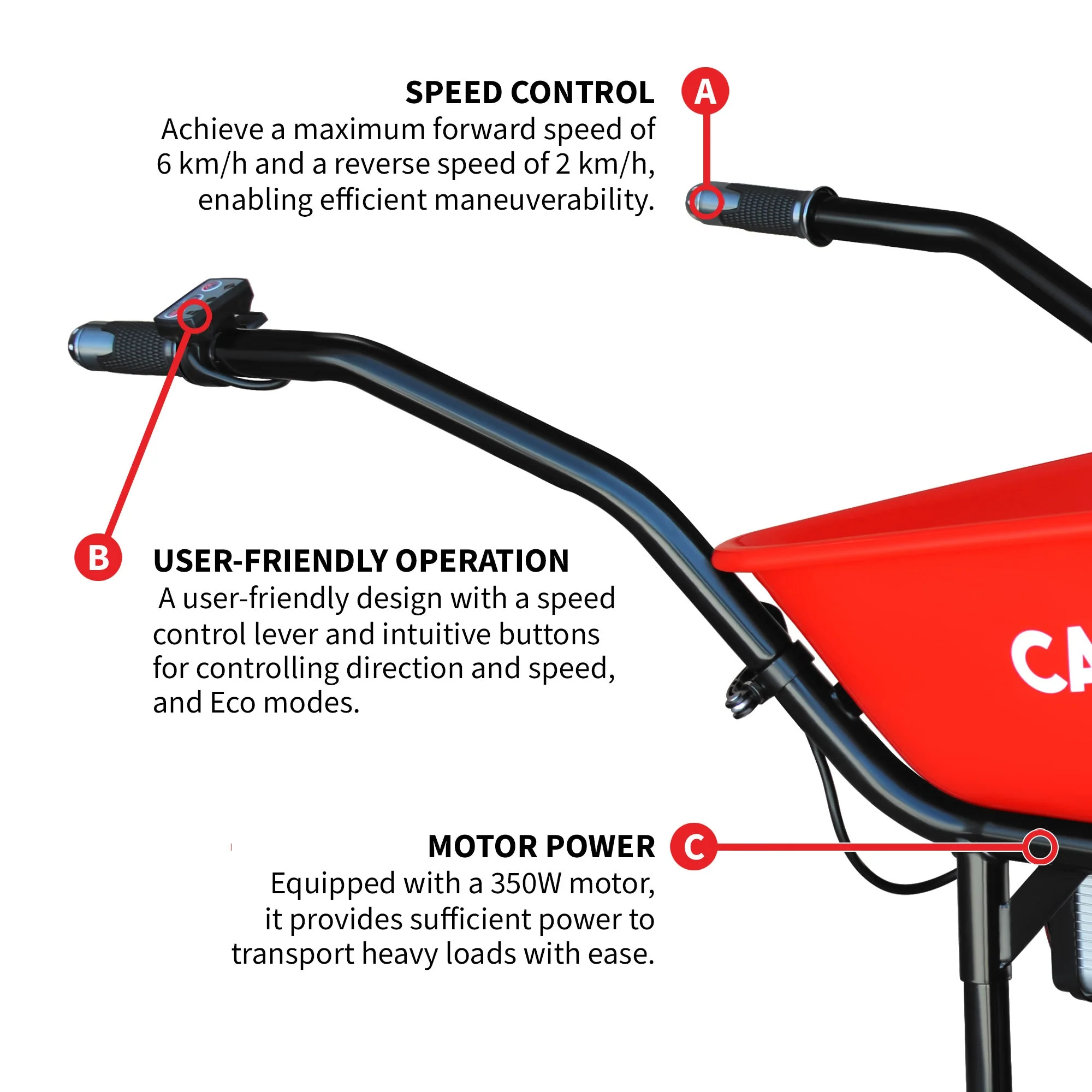 Electric Utility Cart 40V Battery-Powered Wheelbarrow 570-lb. Bucket Capacity - Image 6