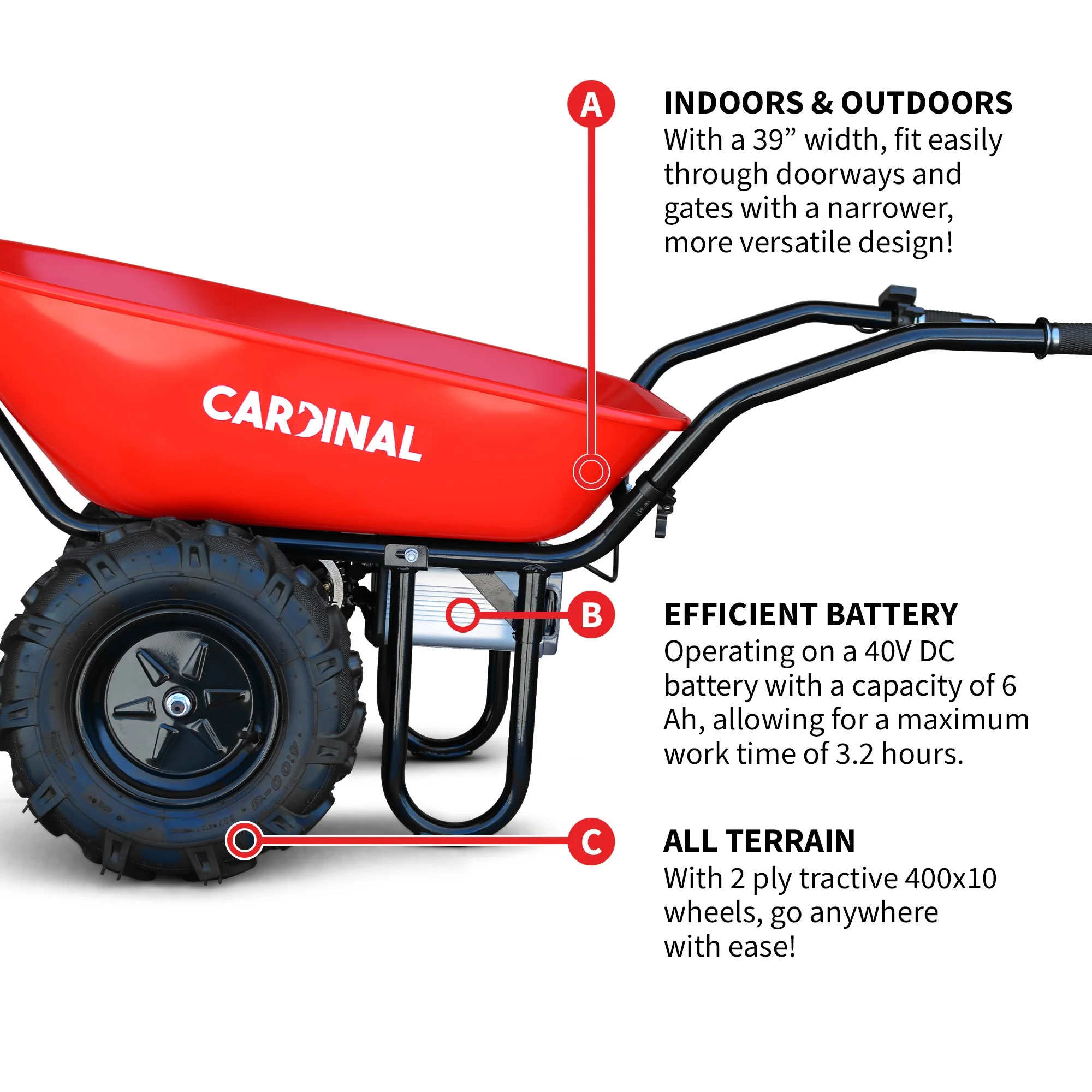 Electric Utility Cart 40V Battery-Powered Wheelbarrow 570-lb. Bucket Capacity - Image 7