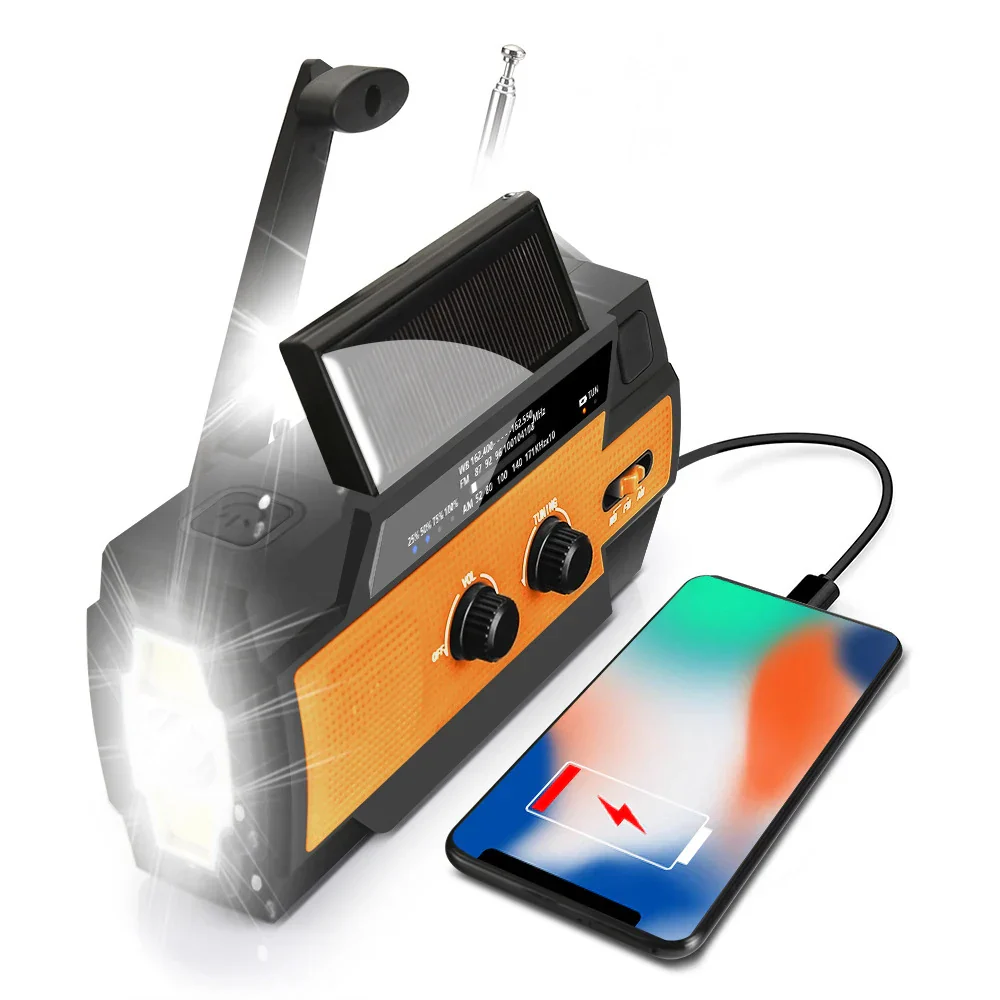 Emergency NOAA Weather Radio Solar Hand Crank 4000mAh Power Bank SOS LED - Image 6