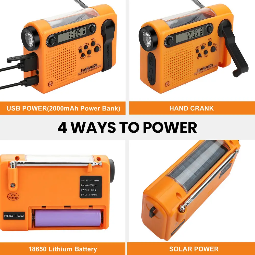 Emergency Solar Hand Crank Radio AM FM SW Weather Power Bank Phone Charger - Image 6