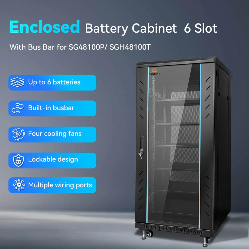 Enclosed Battery Cabinet 6 Slot with Bus Bar for SG48100P/ SGH48100T - Image 2