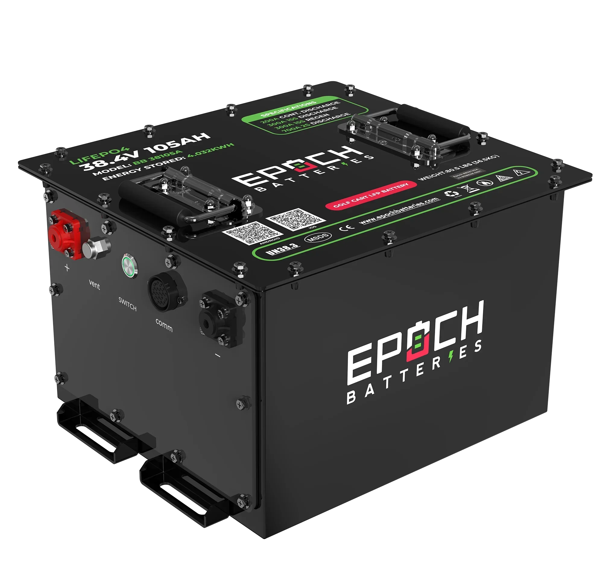 Epoch Batteries 36V 105Ah - LiMax Series - Lithium (LiFePO4) Golf Cart Battery - Complete Kit - Image 3