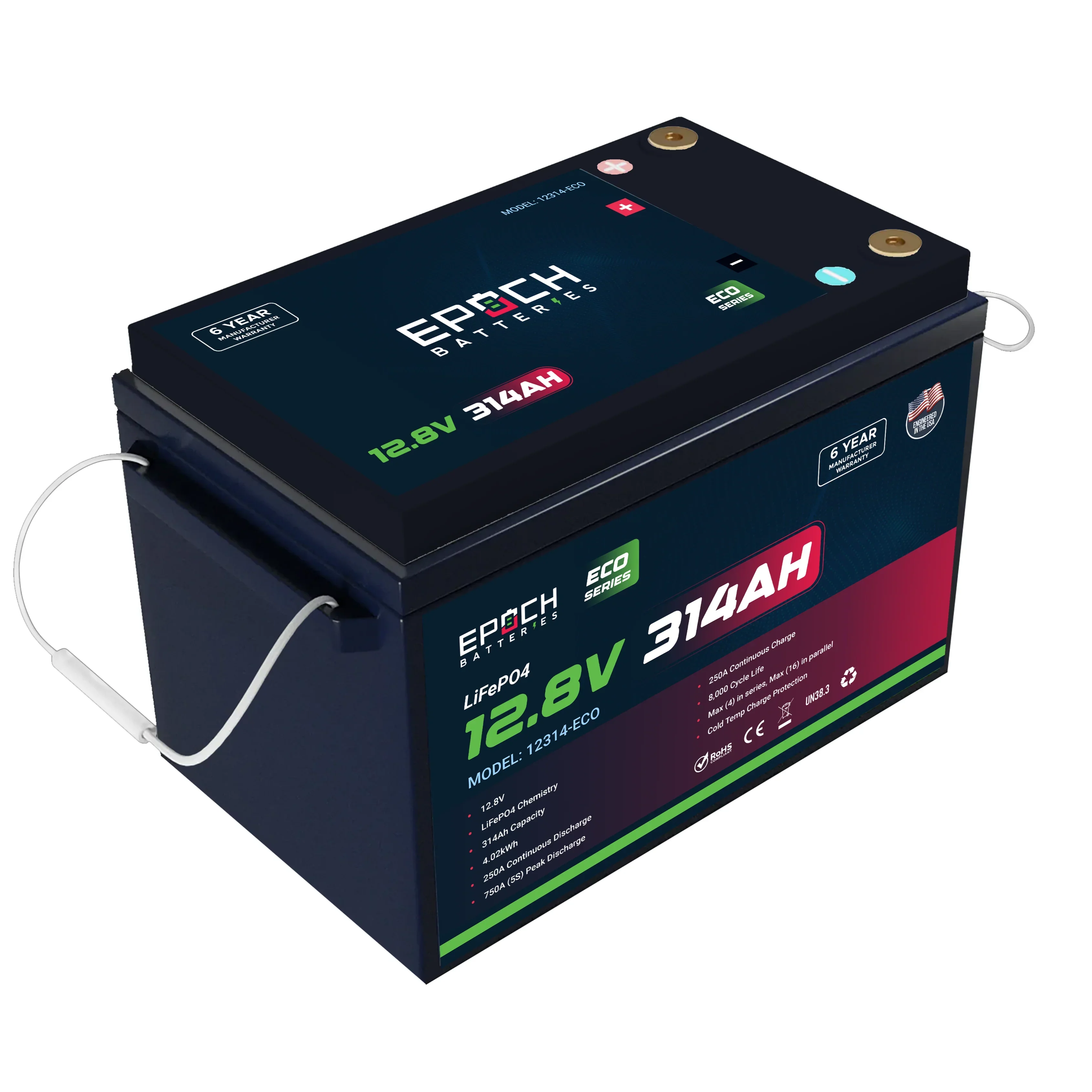 Epoch Batteries 12V 100Ah (1.28kWh) - Eco Series LiFePO4 Battery - Image 2