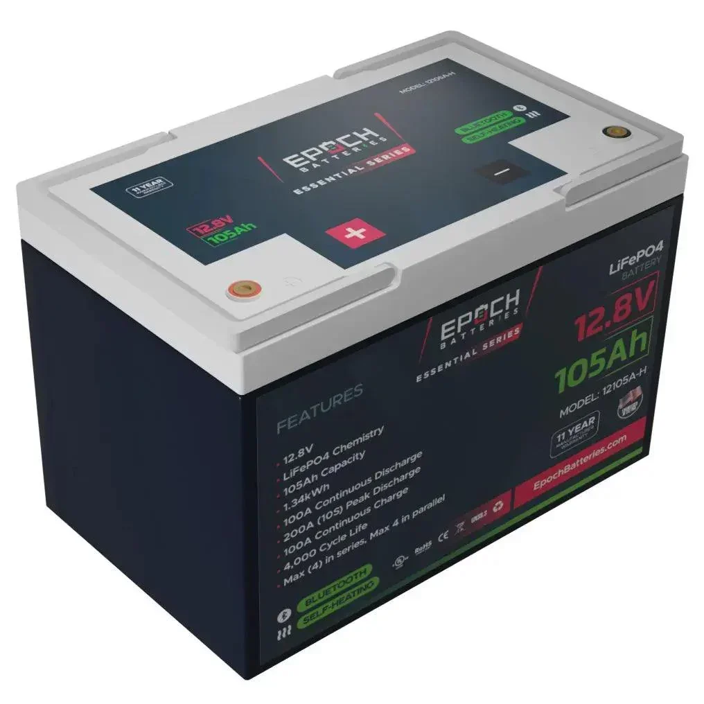 Epoch Batteries 12V 105Ah - Group 24 - Heated & Bluetooth LiFePO4 Battery - Image 2