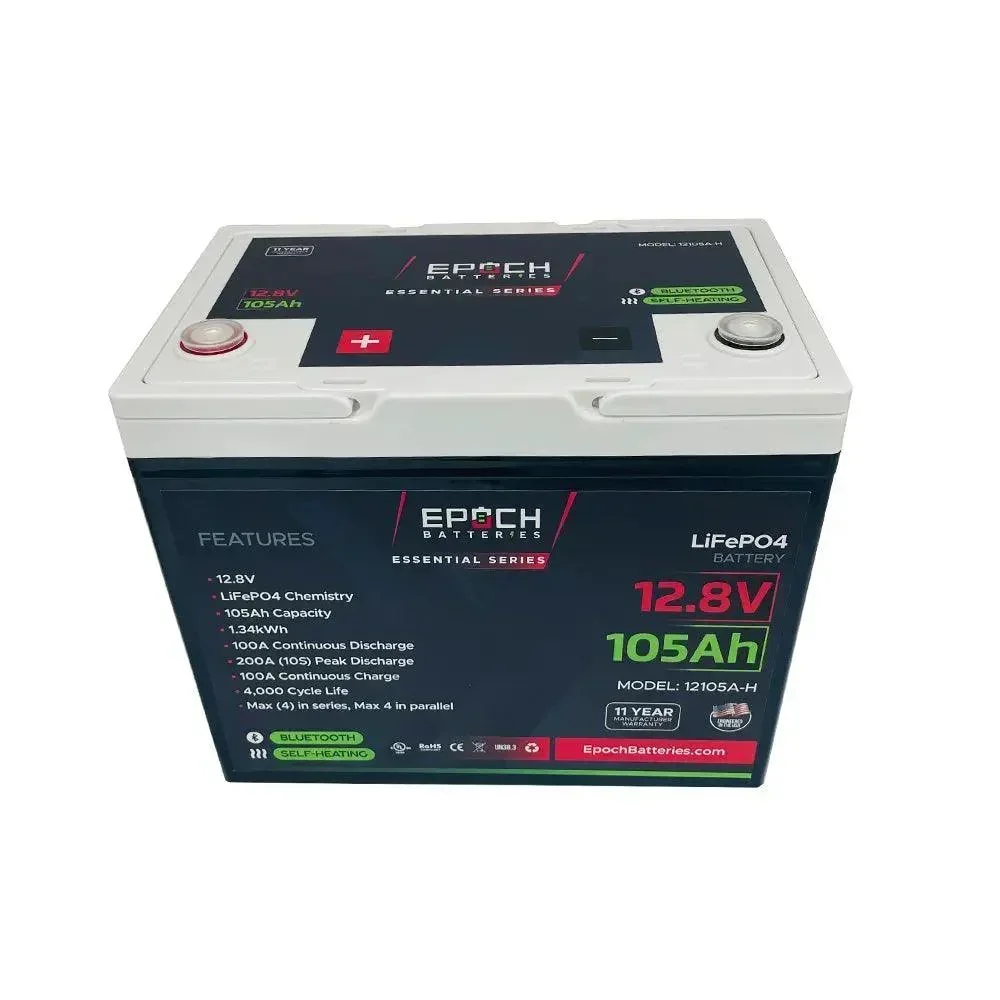 Epoch Batteries 12V 105Ah - Group 24 - Heated & Bluetooth LiFePO4 Battery - Image 3