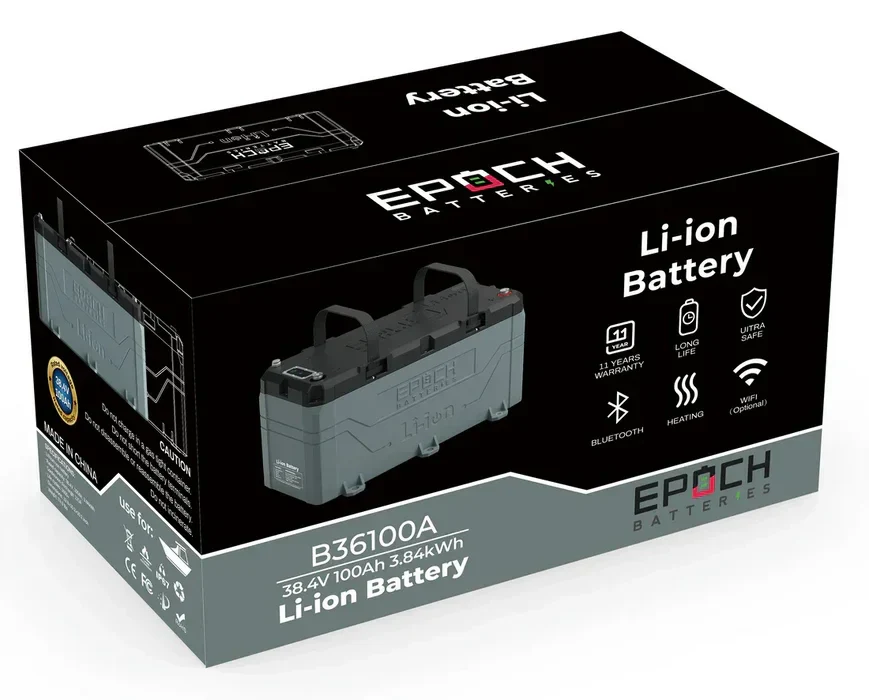Epoch Batteries 36V 100Ah LiFePO4 Lithium Battery - Bluetooth, Heating, Waterproof - Image 3
