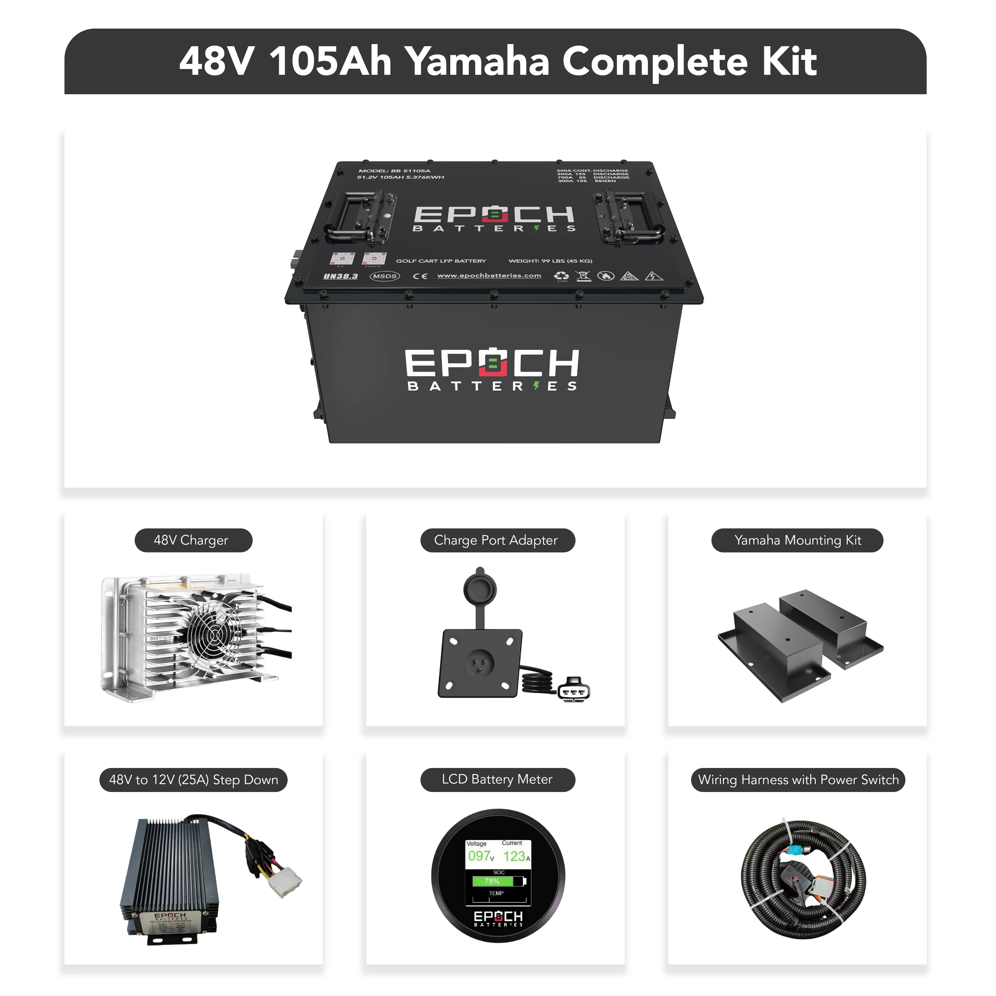 Epoch Batteries 48V 105Ah - LiMax Series - Lithium (LiFePO4) Golf Cart Battery - Complete Kit - Image 11