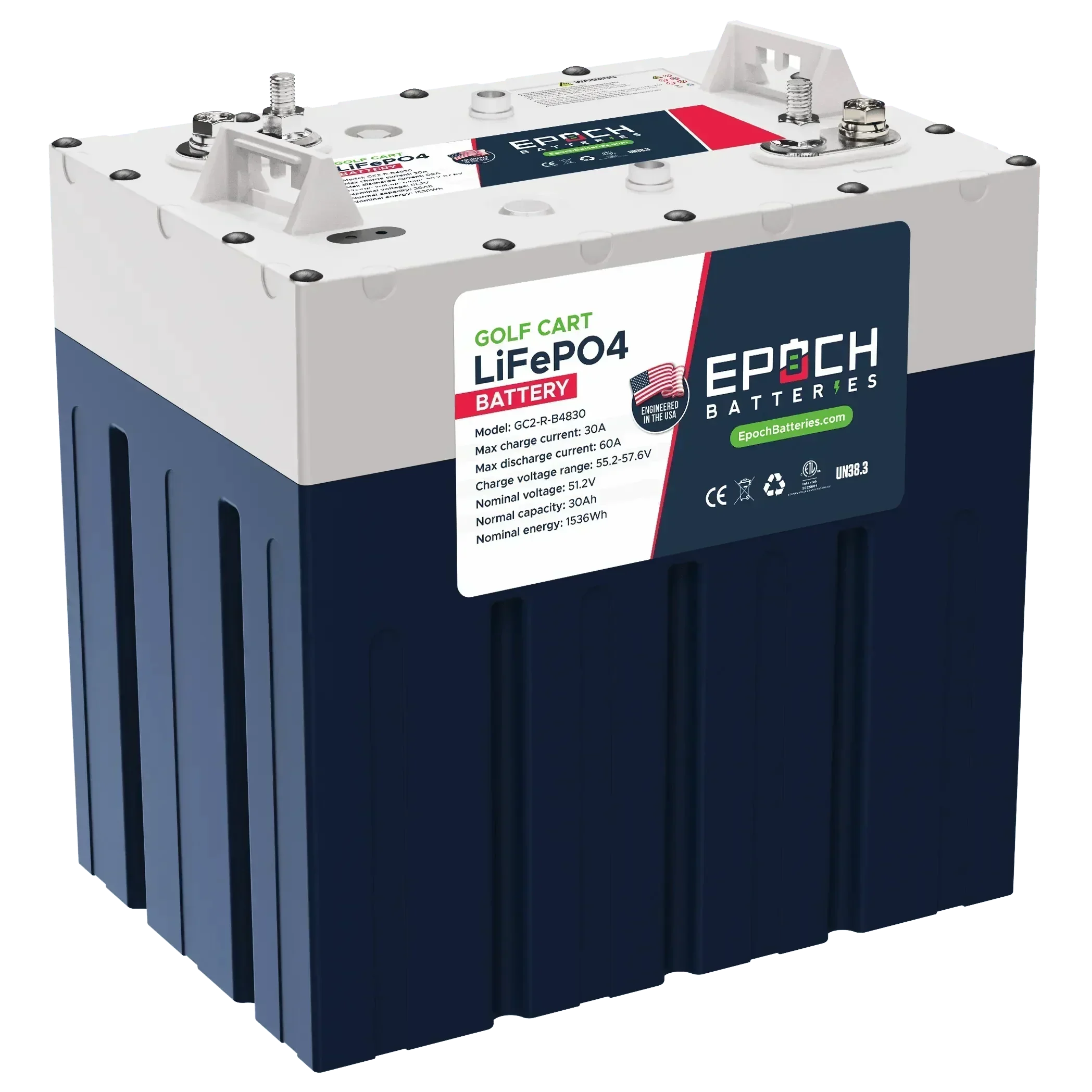 Epoch Batteries 48V 60Ah GC2 - Golf Cart LiFePO4 Lithium Battery - Complete Kit - Image 2