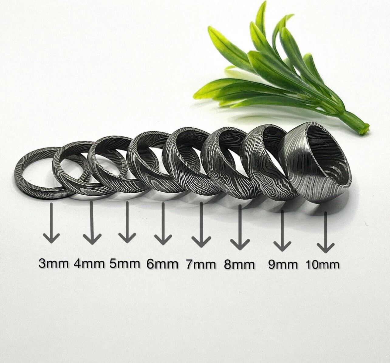 Everlasting Unity Damascus Steel Eternal Commitment Ring with Wood Inlay by KBS Knives Store - Image 4