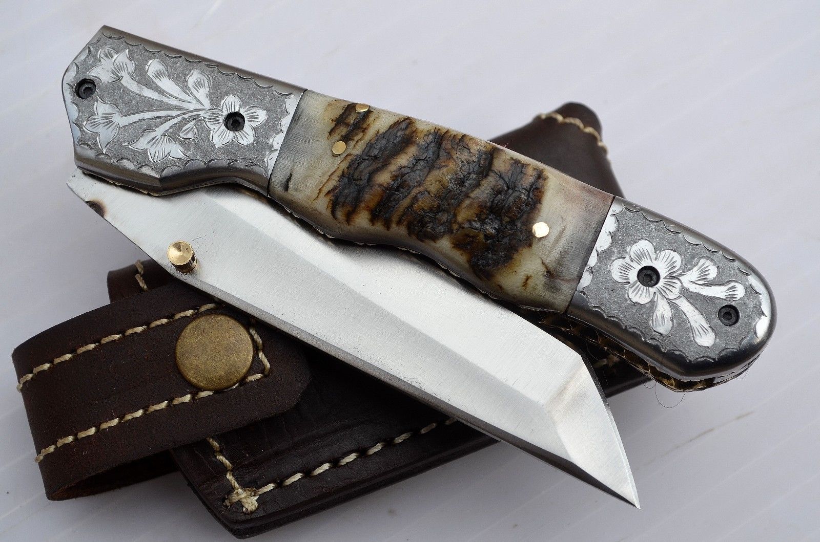 Everyday Carry Custom Handcrafted D2 Steel Tanto Blade Folding Pocket Knife - Image 2