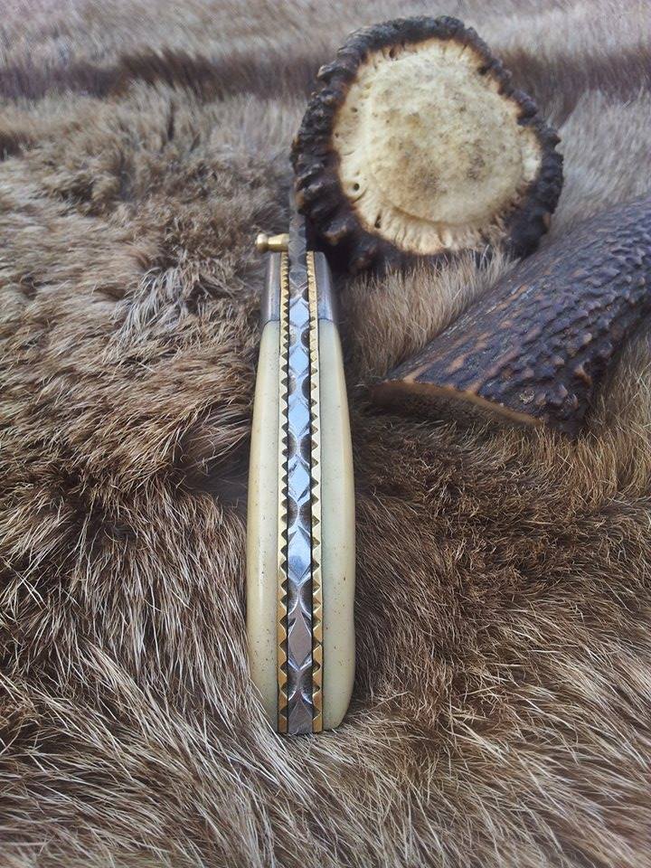 Everyday Carry Damascus Steel Folding Pocket Knife with Bone Handle & Damascus Bolster - Image 5