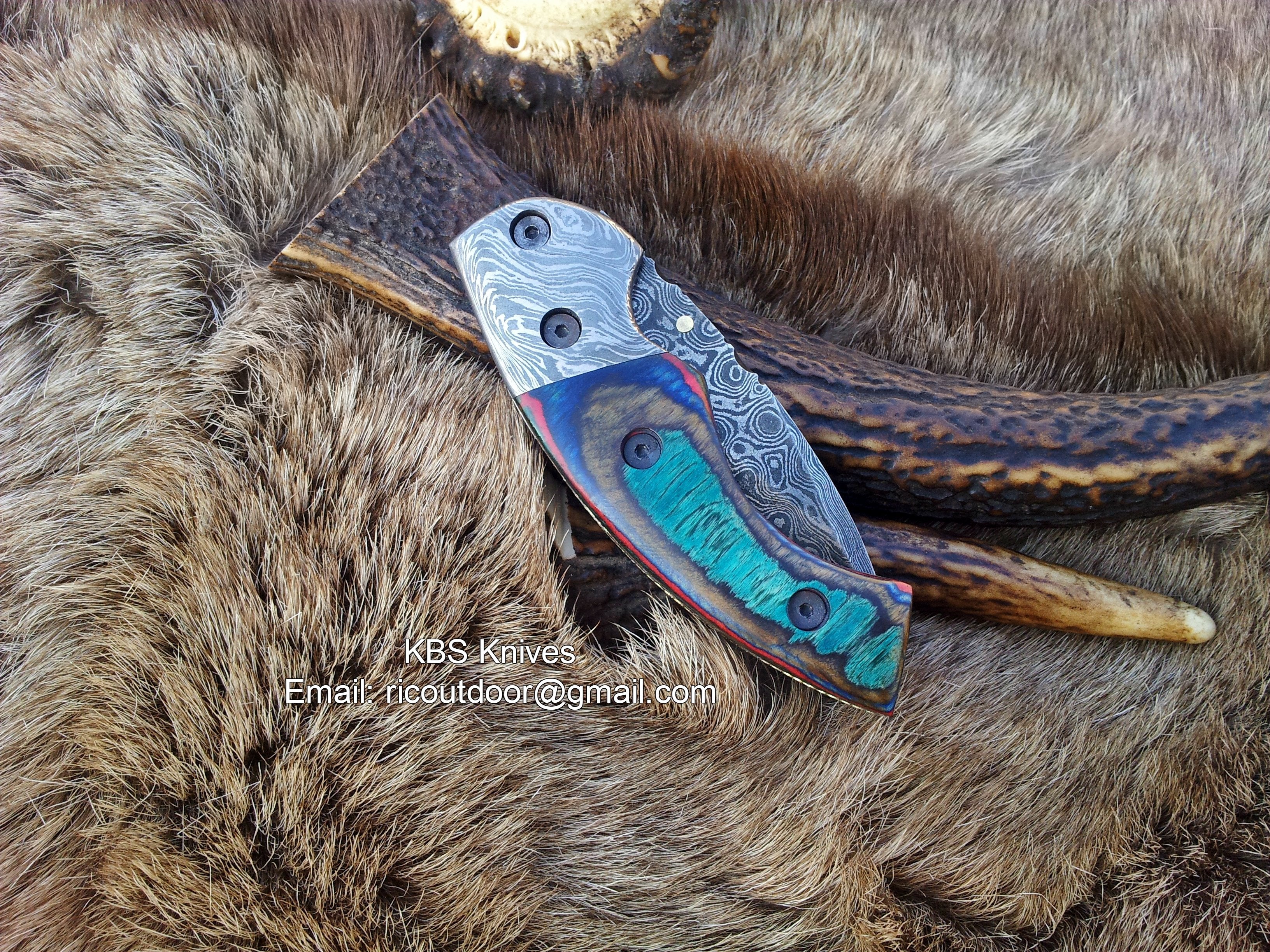 Everyday Carry Damascus Steel Folding Pocket Knife with Multi-Color Wood Handle – The SpectrumEdge - Image 2