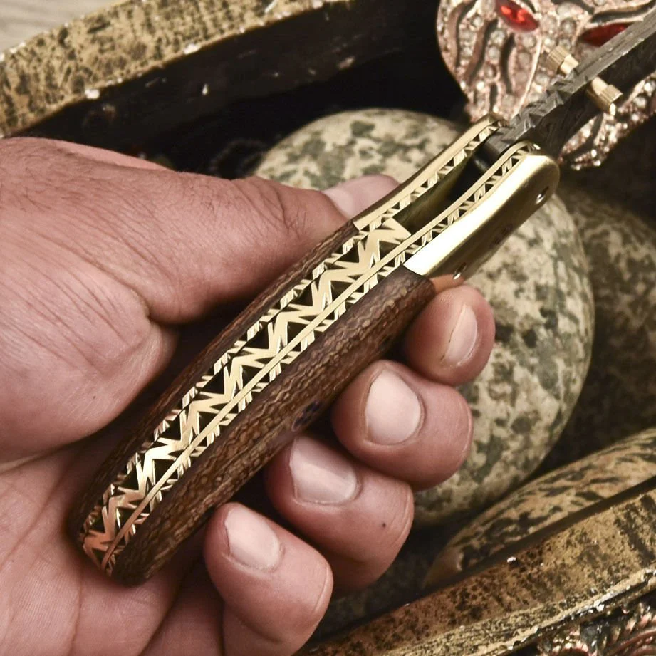Everyday Carry Titan Edge Custom Damascus Folding Knife - Image 2