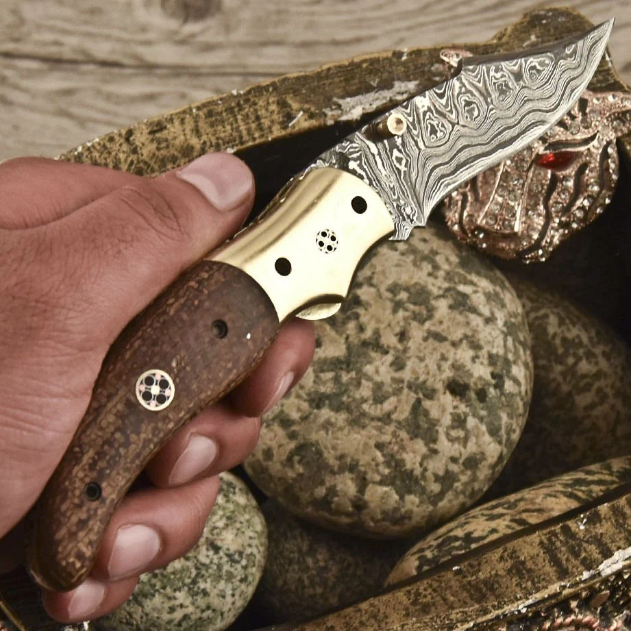 Everyday Carry Titan Edge Custom Damascus Folding Knife - Image 3