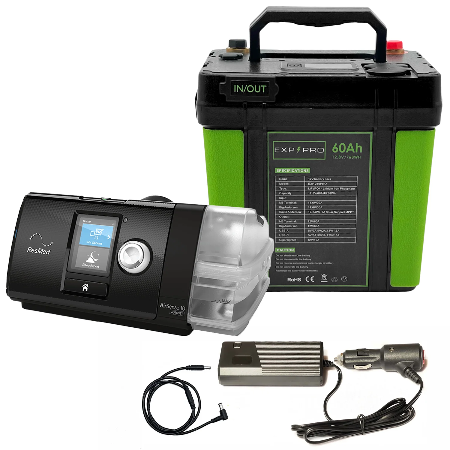 EXP240PRO 768Wh CPAP Battery with DC Cord | Portable, Solar Rechargeable LiFePO4 Battery - Image 13