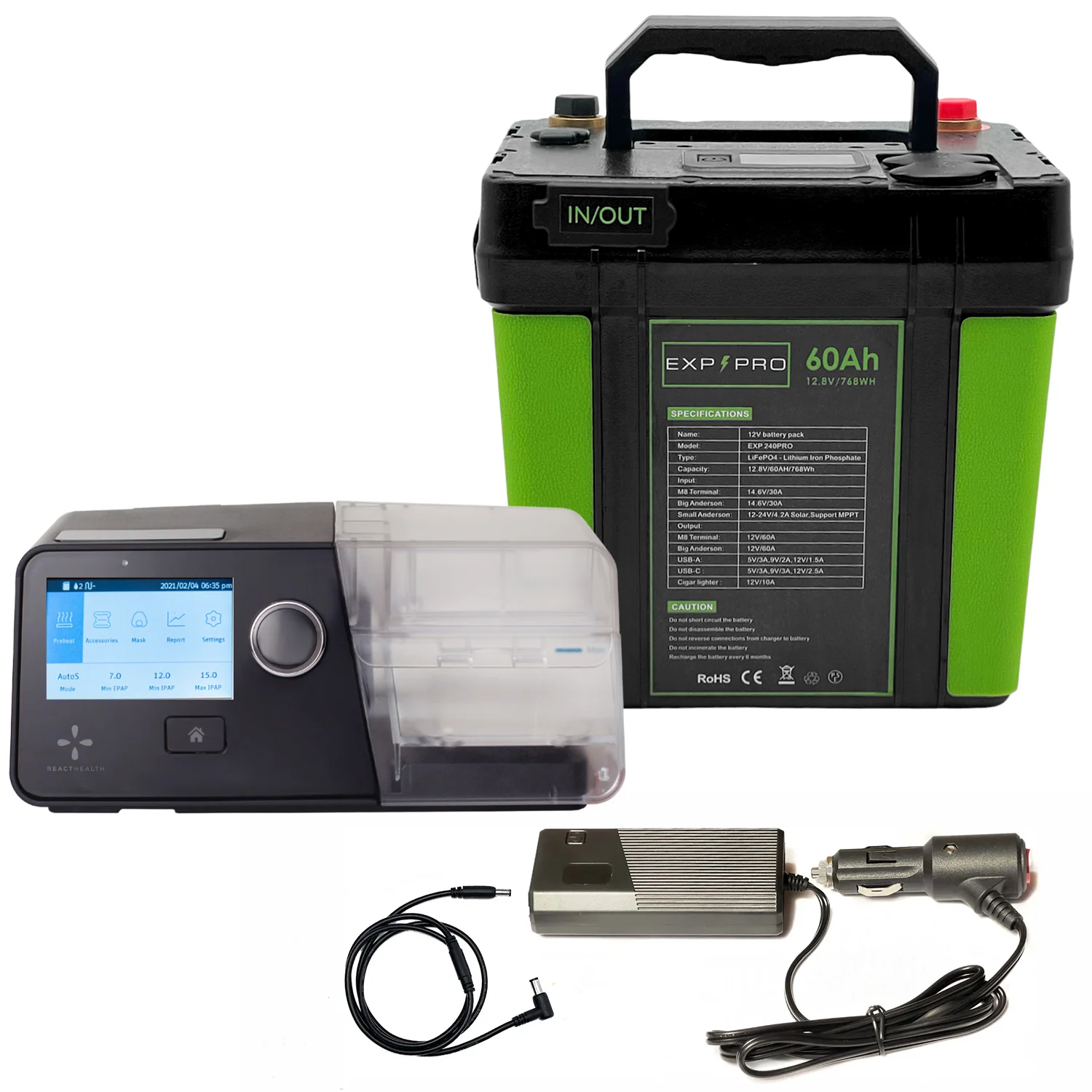 EXP240PRO 768Wh CPAP Battery with DC Cord | Portable, Solar Rechargeable LiFePO4 Battery - Image 17
