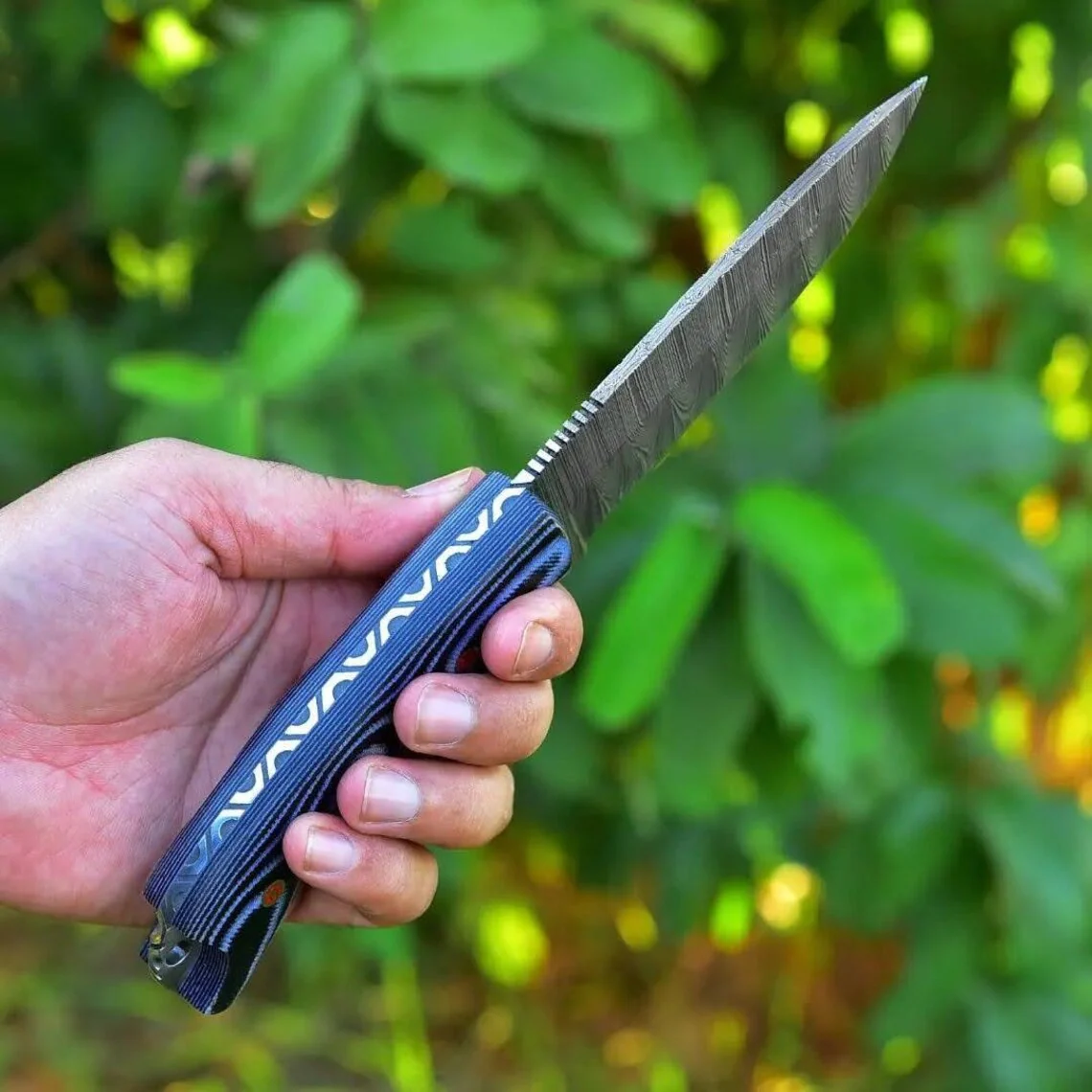 "Exquisite Damascus Hunting Knife with Canvas Micarta Handle | Limited Edition | KBS Knives Store" - Image 2